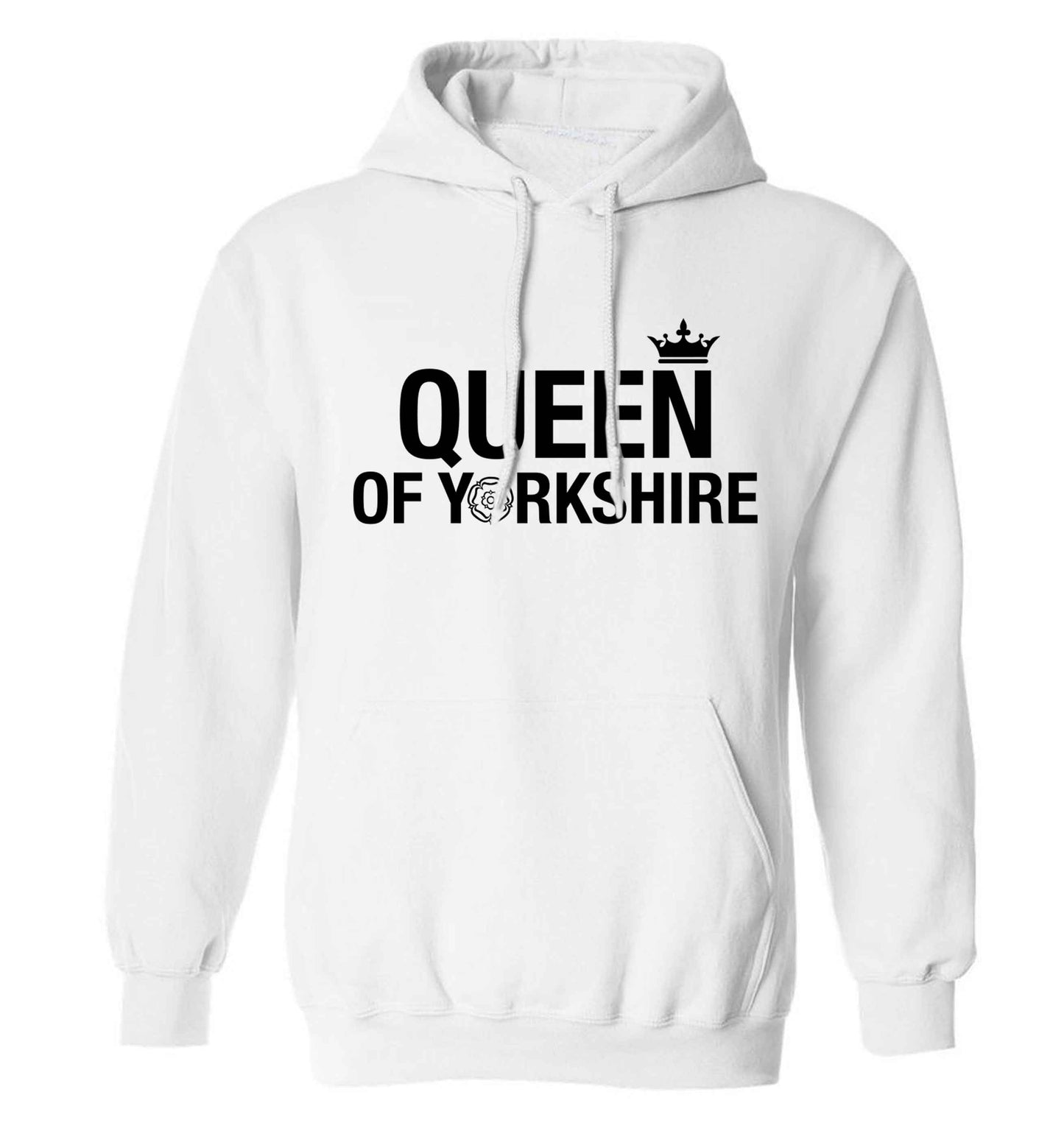 Queen of Yorkshire adults unisex white hoodie 2XL