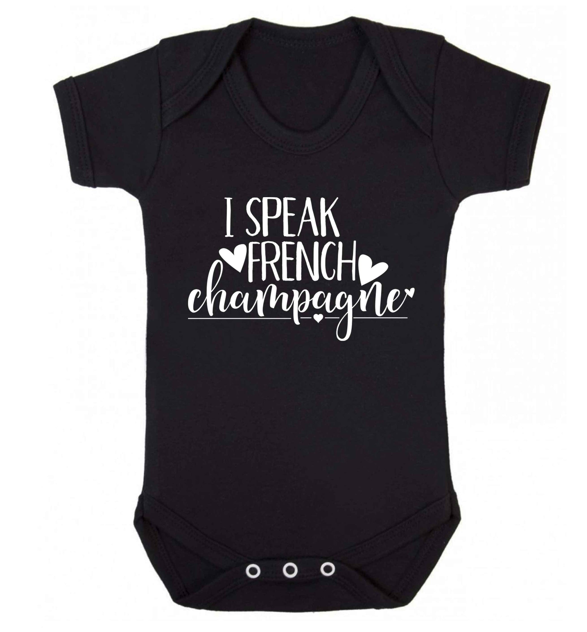 I speak french champagne Baby Vest black 18-24 months
