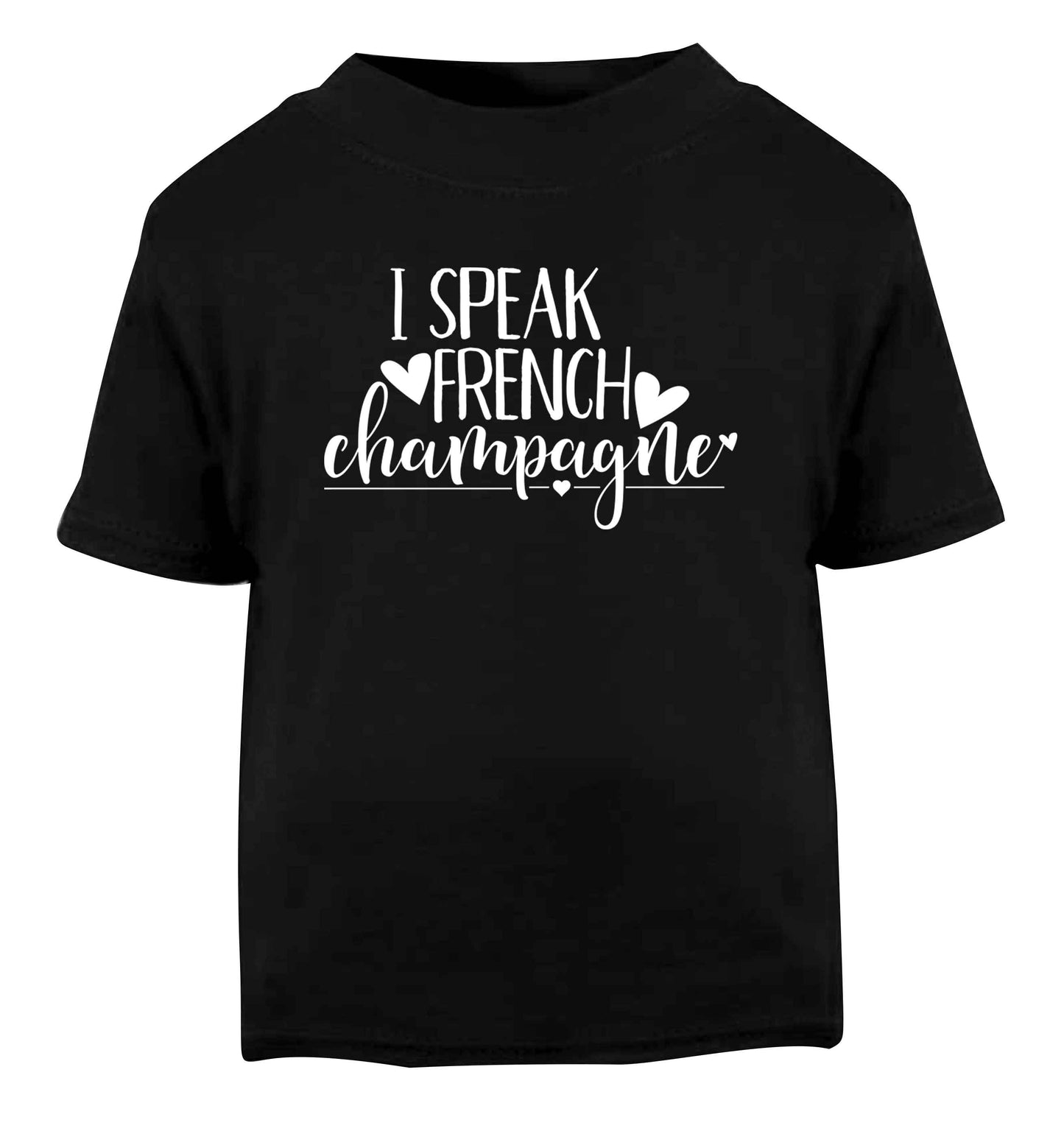 I speak french champagne Black Baby Toddler Tshirt 2 years