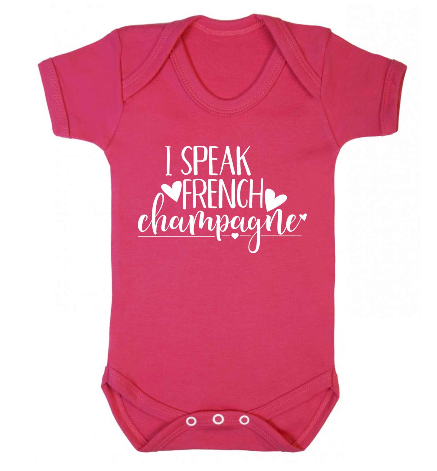 I speak french champagne Baby Vest dark pink 18-24 months