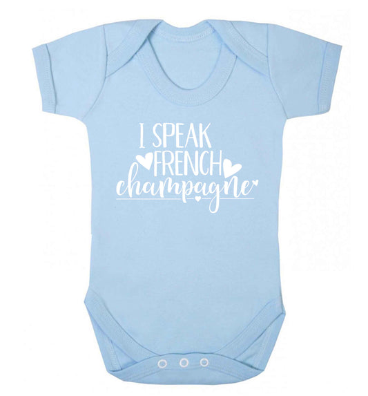 I speak french champagne Baby Vest pale blue 18-24 months