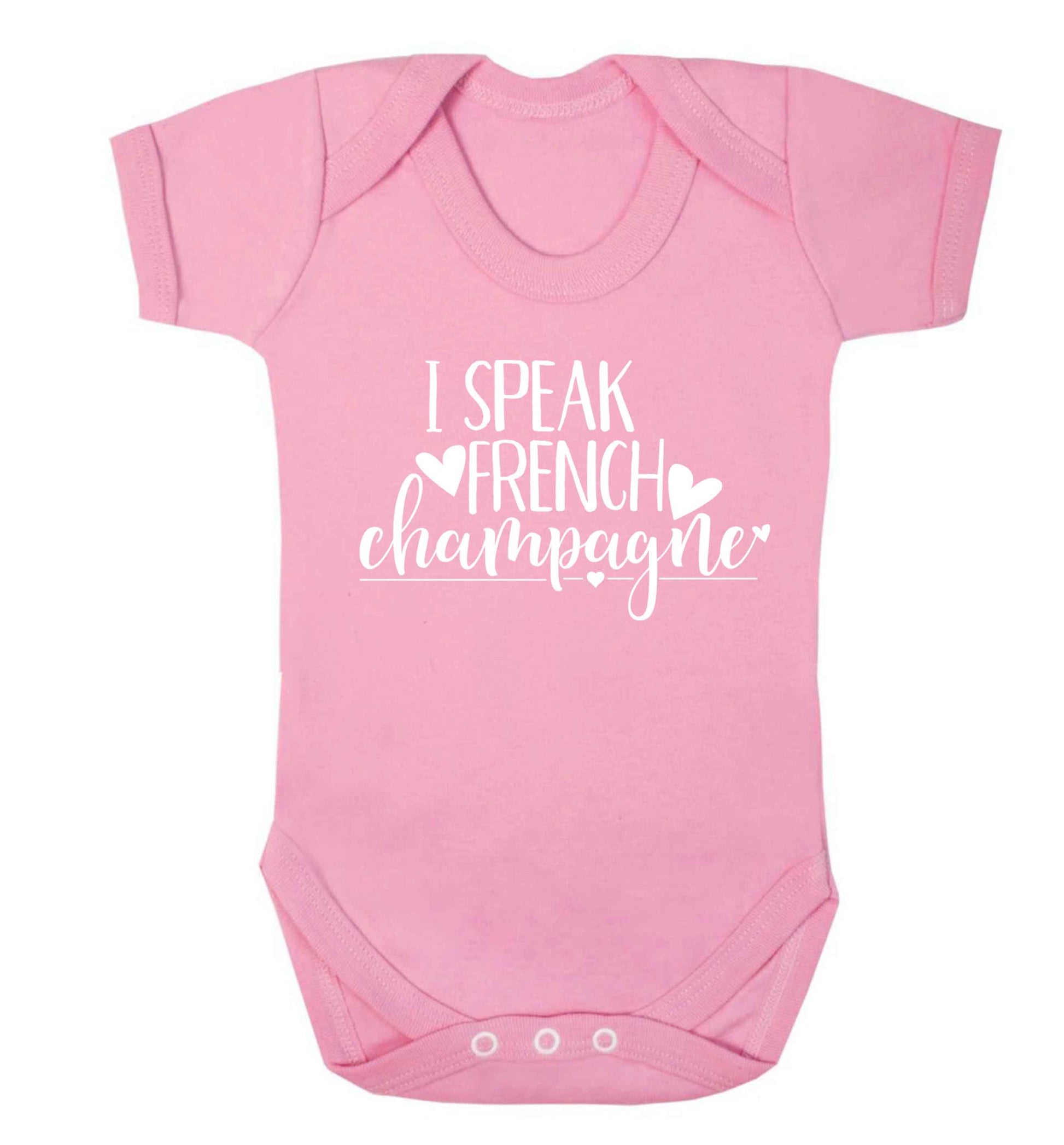 I speak french champagne Baby Vest pale pink 18-24 months