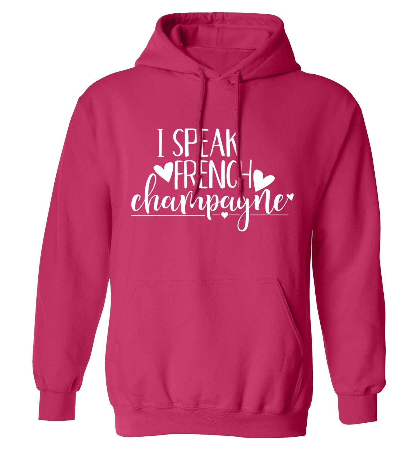 I speak french champagne adults unisex pink hoodie 2XL