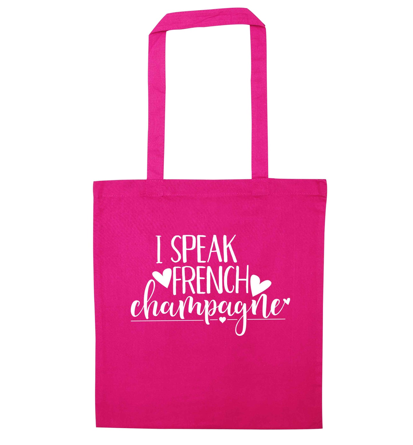 I speak french champagne pink tote bag