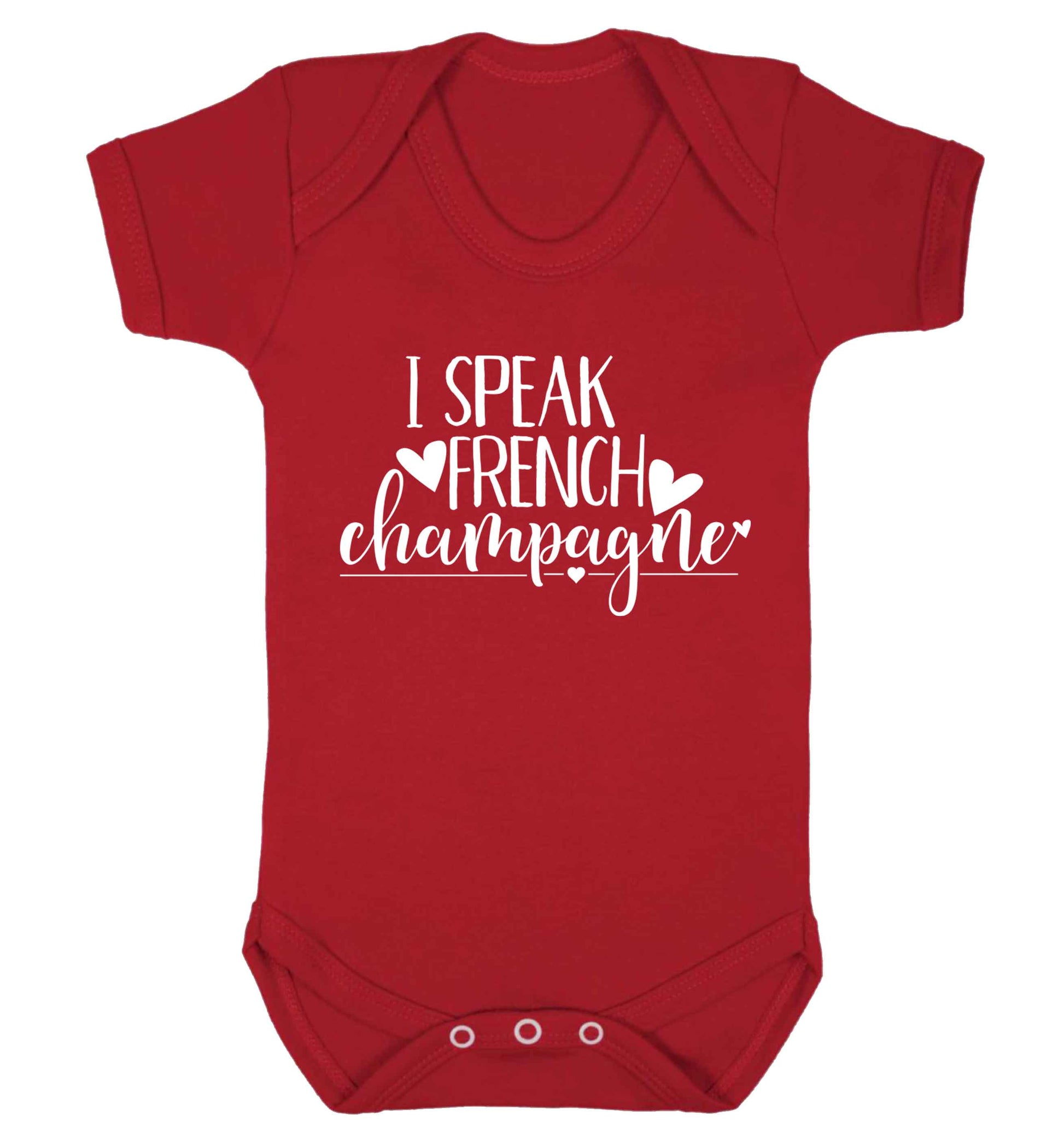 I speak french champagne Baby Vest red 18-24 months