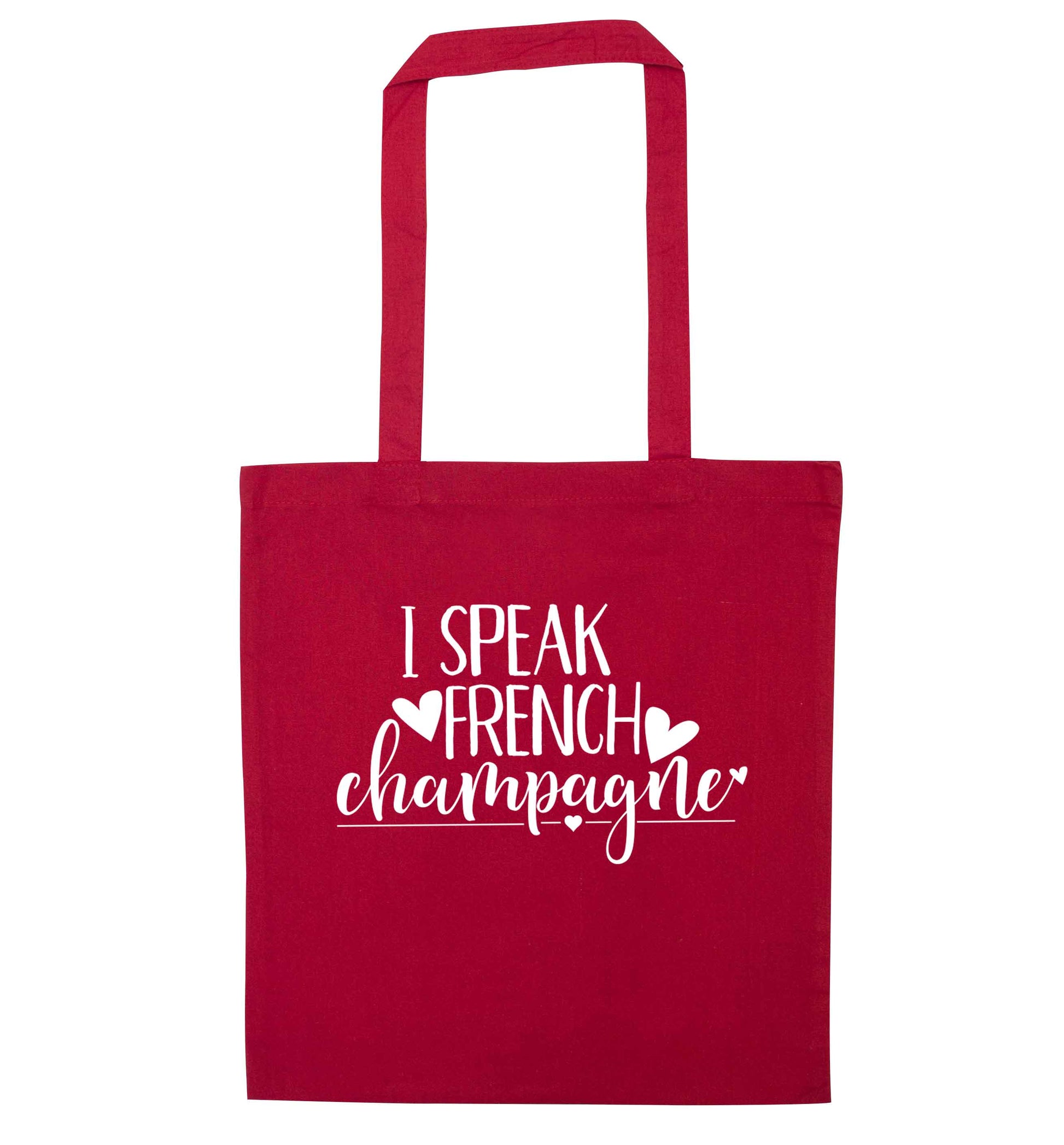 I speak french champagne red tote bag