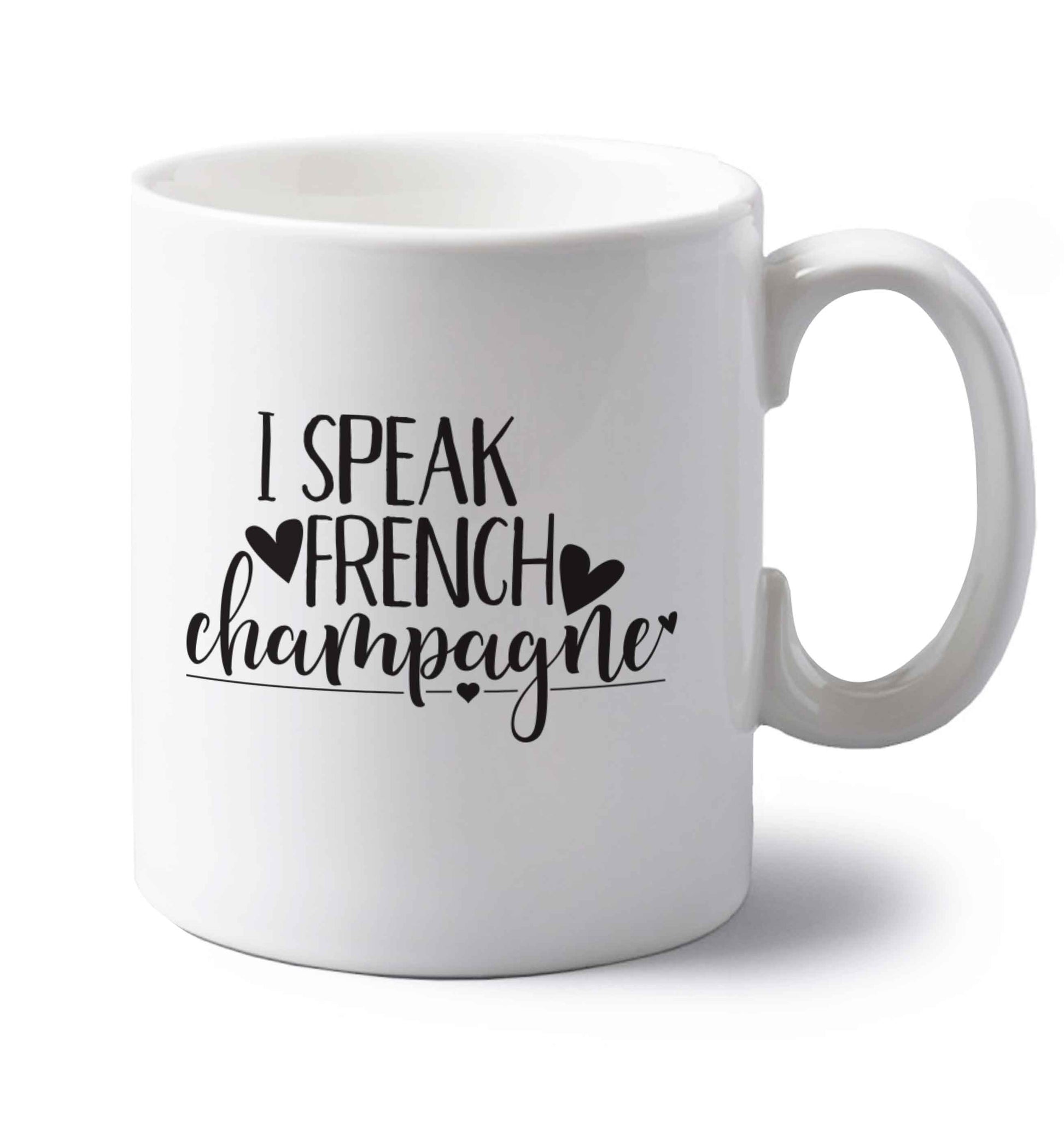 I speak french champagne left handed white ceramic mug 