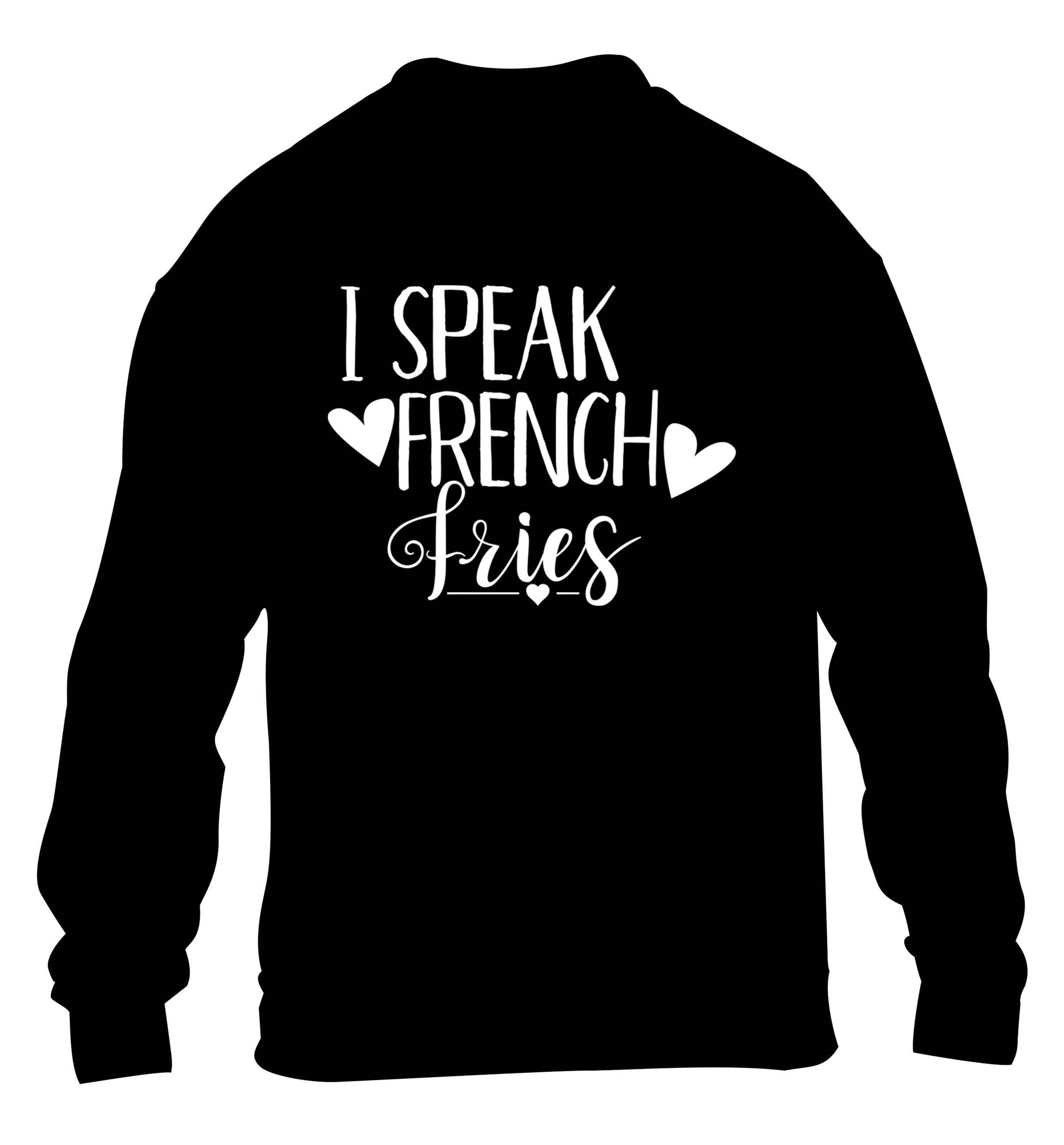 I speak French fries children's black sweater 12-13 Years