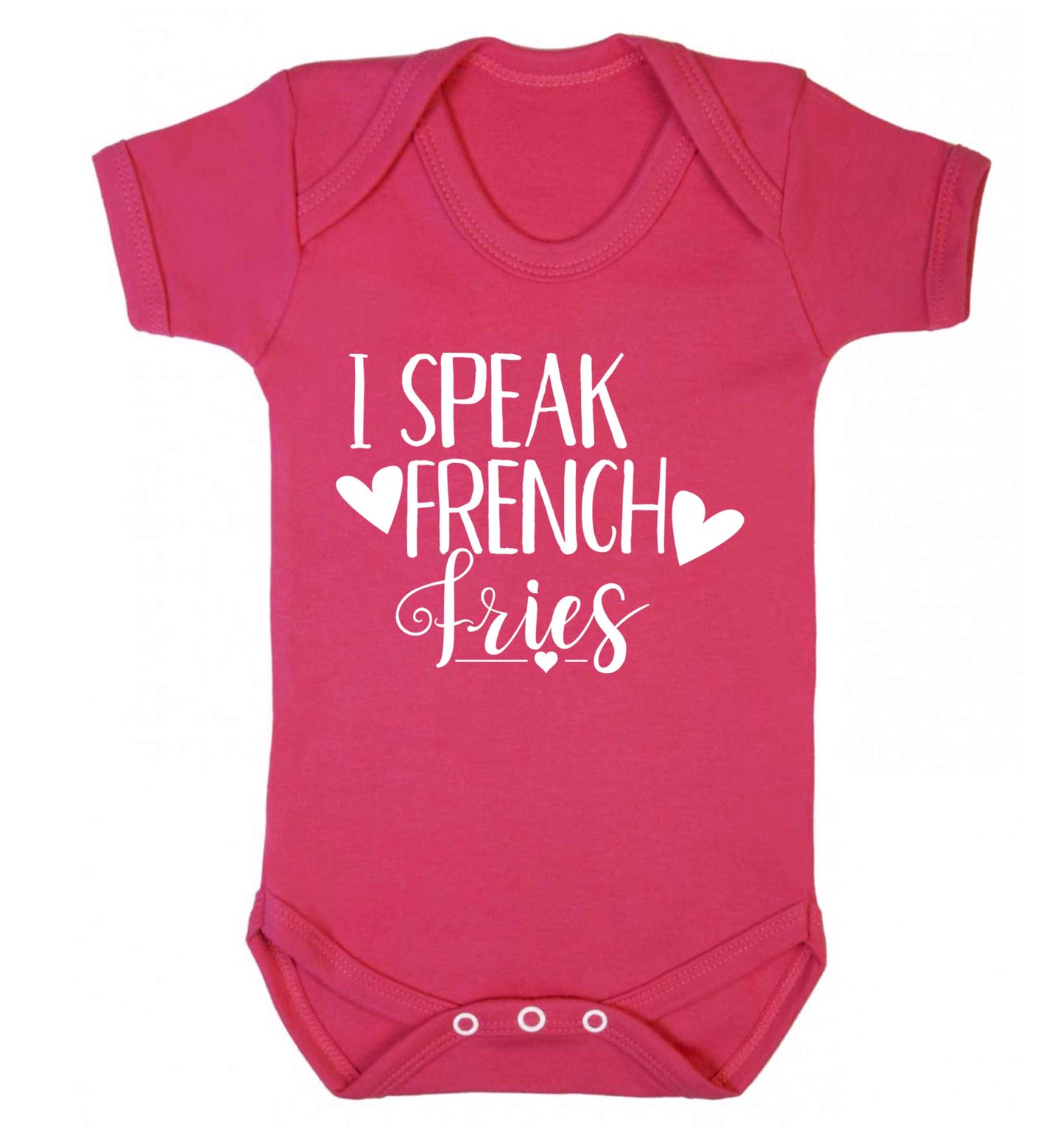 I speak French fries Baby Vest dark pink 18-24 months