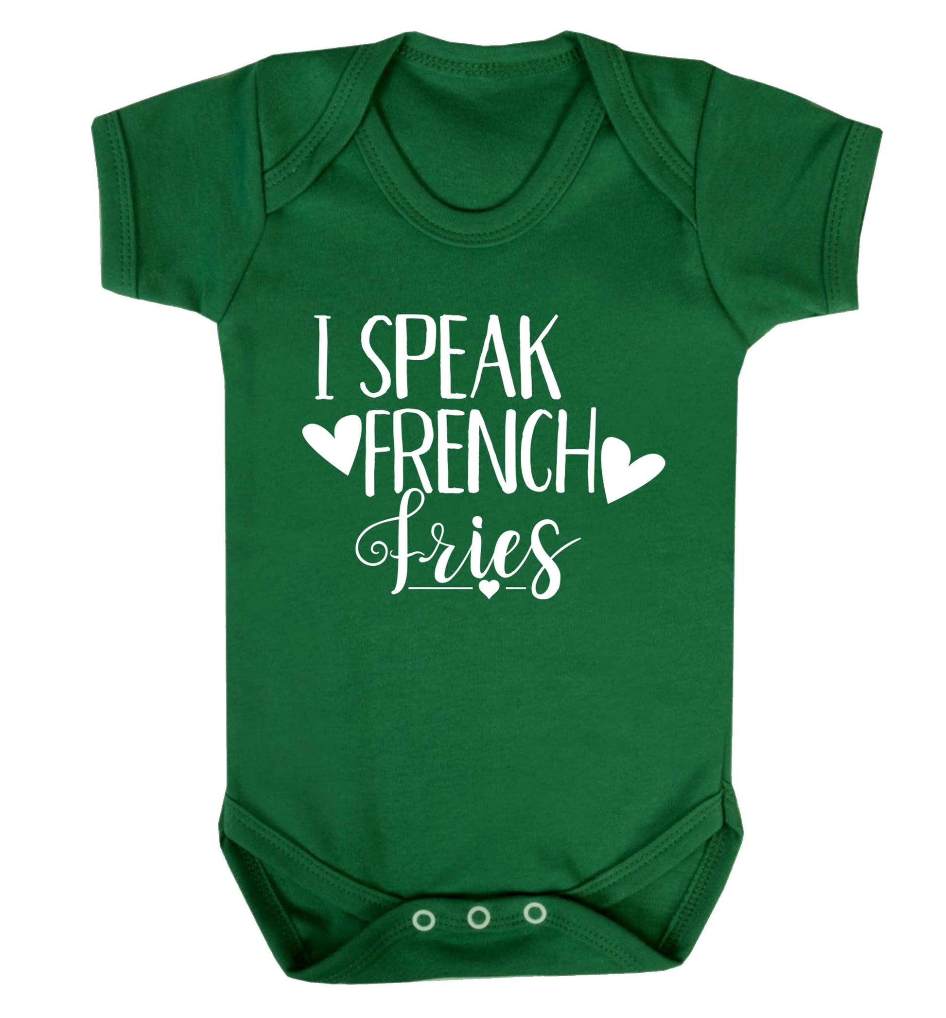 I speak French fries Baby Vest green 18-24 months