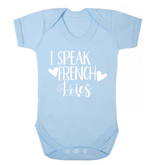 I speak French fries Baby Vest pale blue 18-24 months