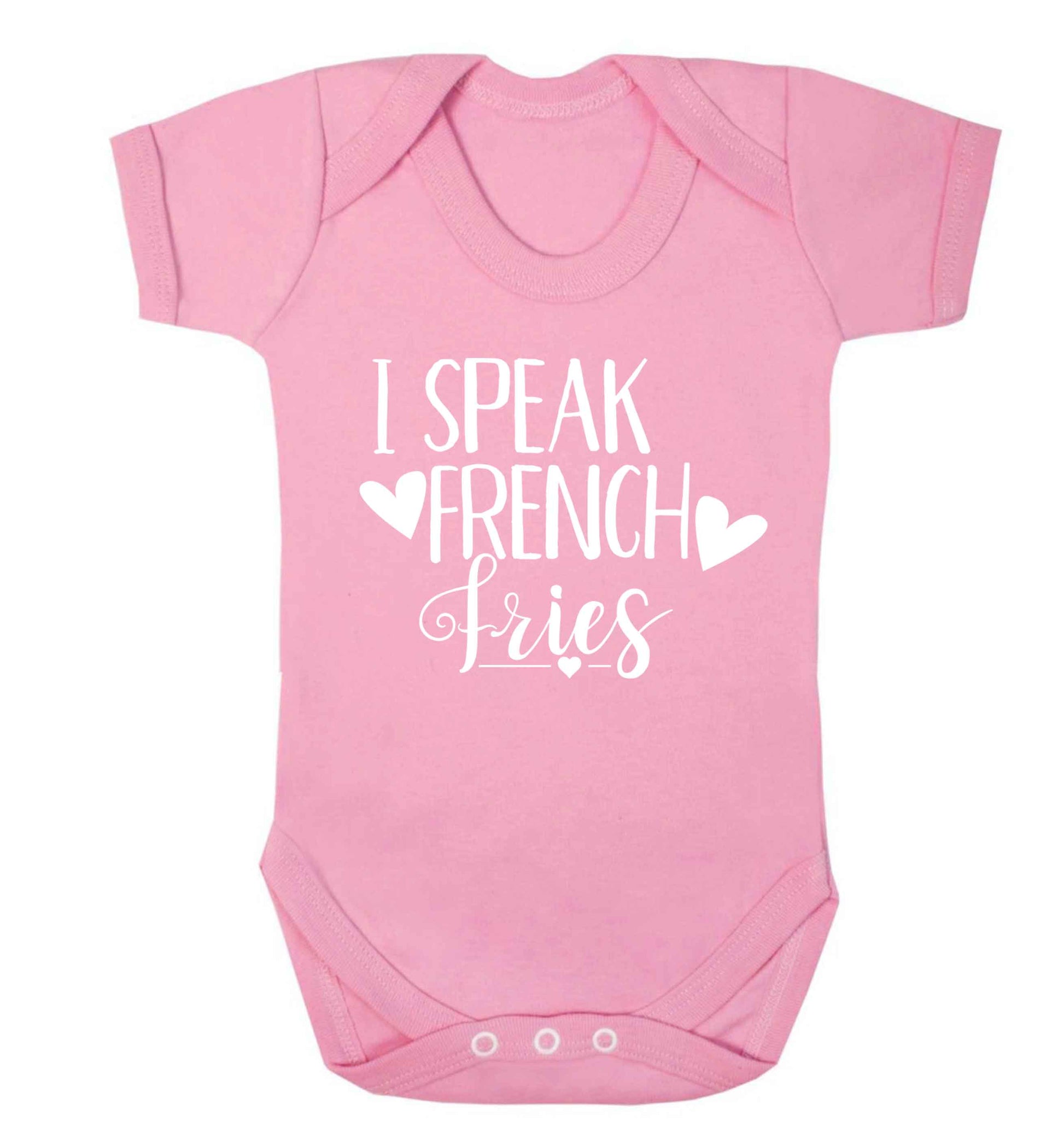 I speak French fries Baby Vest pale pink 18-24 months