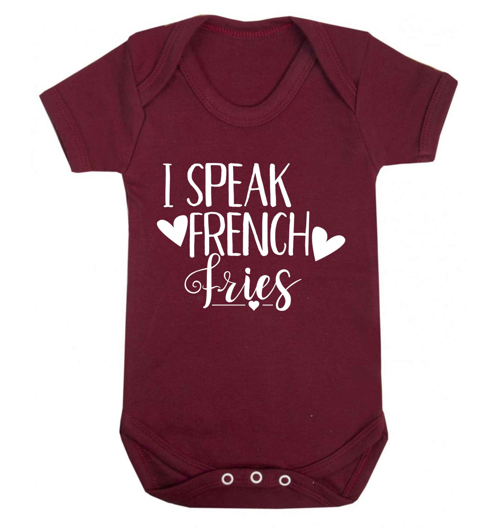 I speak French fries Baby Vest maroon 18-24 months
