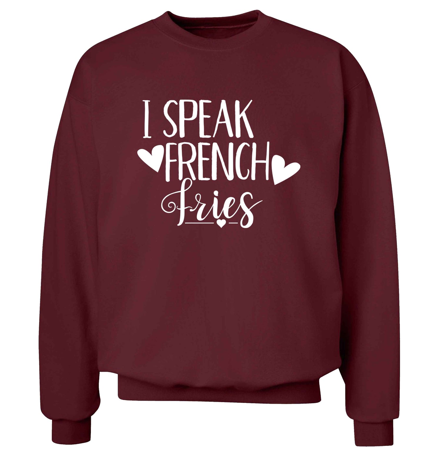 I speak French fries Adult's unisex maroon Sweater 2XL