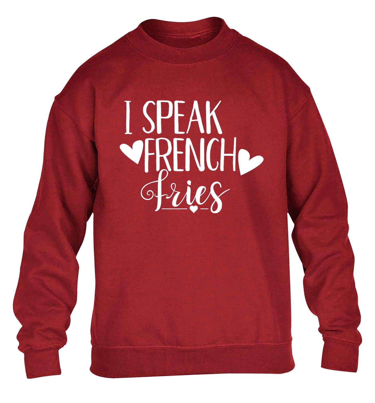 I speak French fries children's grey sweater 12-13 Years