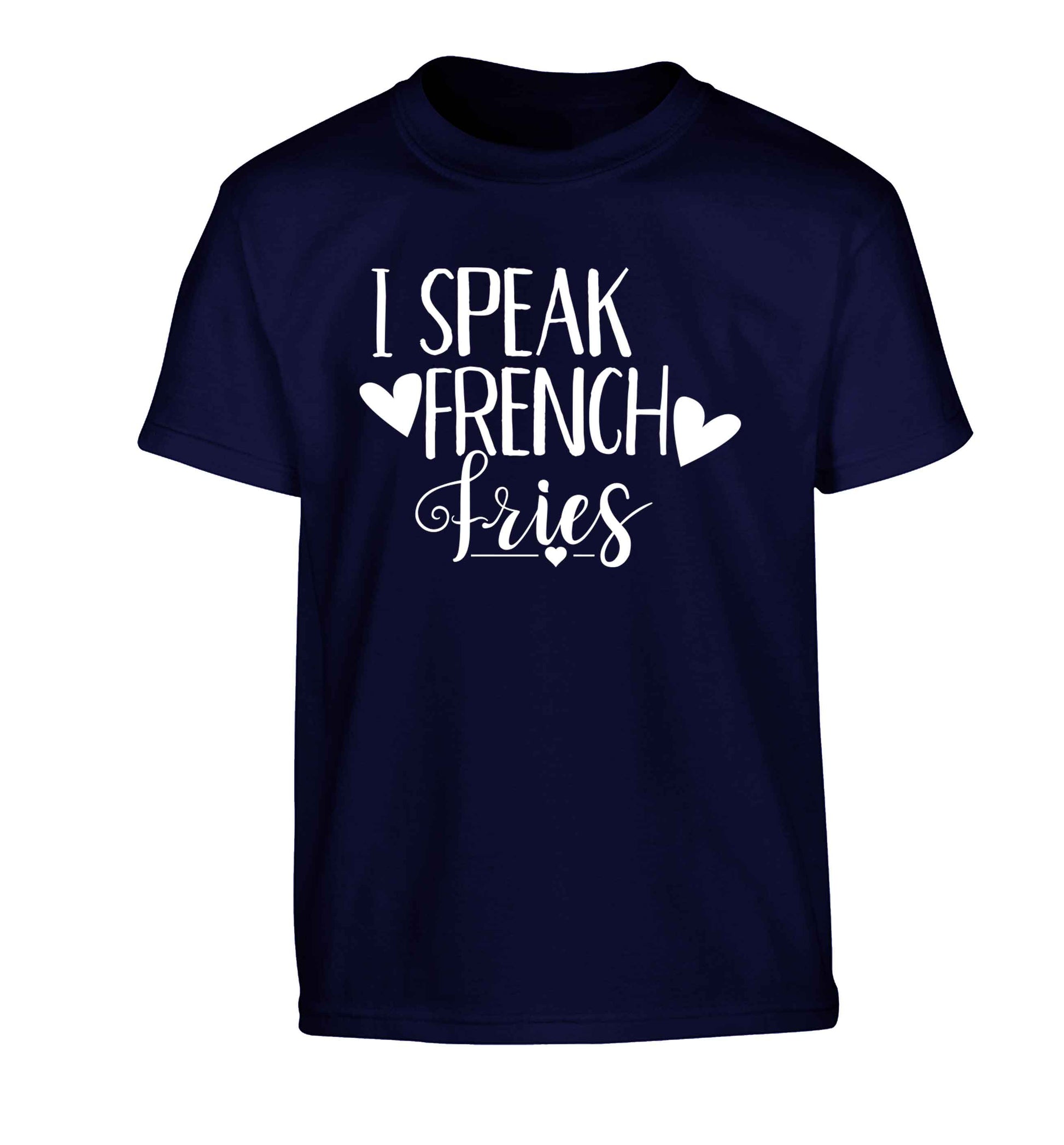 I speak French fries Children's navy Tshirt 12-13 Years