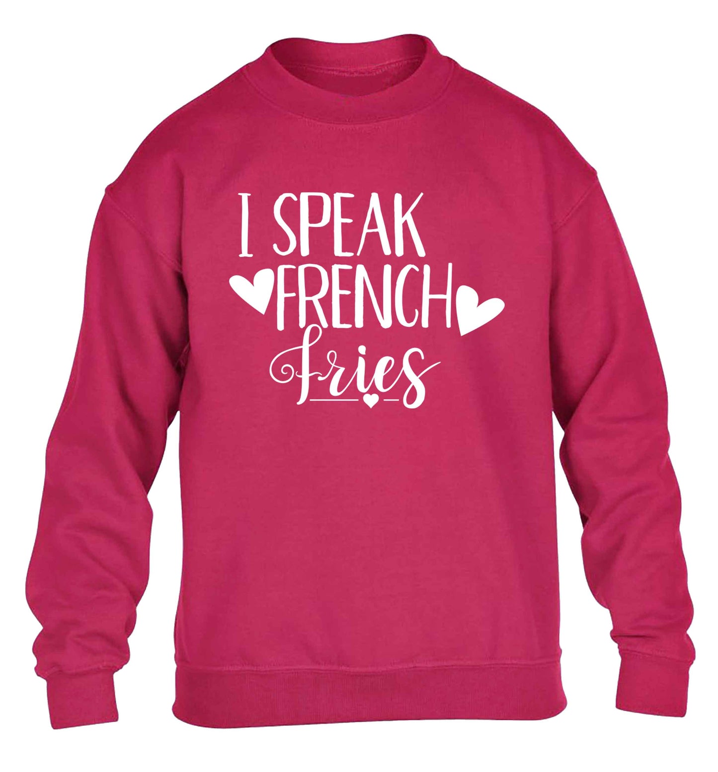 I speak French fries children's pink sweater 12-13 Years