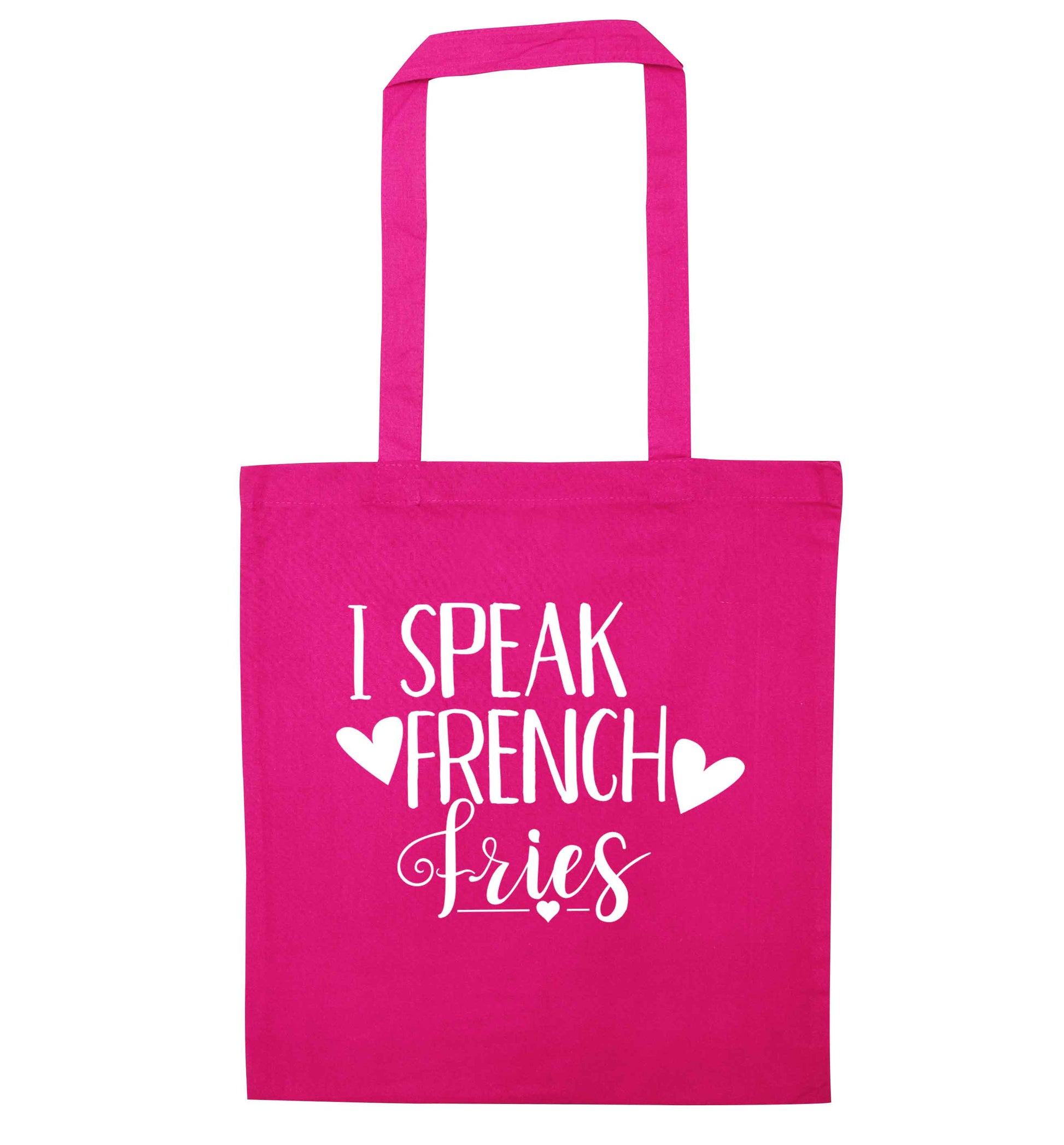 I speak French fries pink tote bag