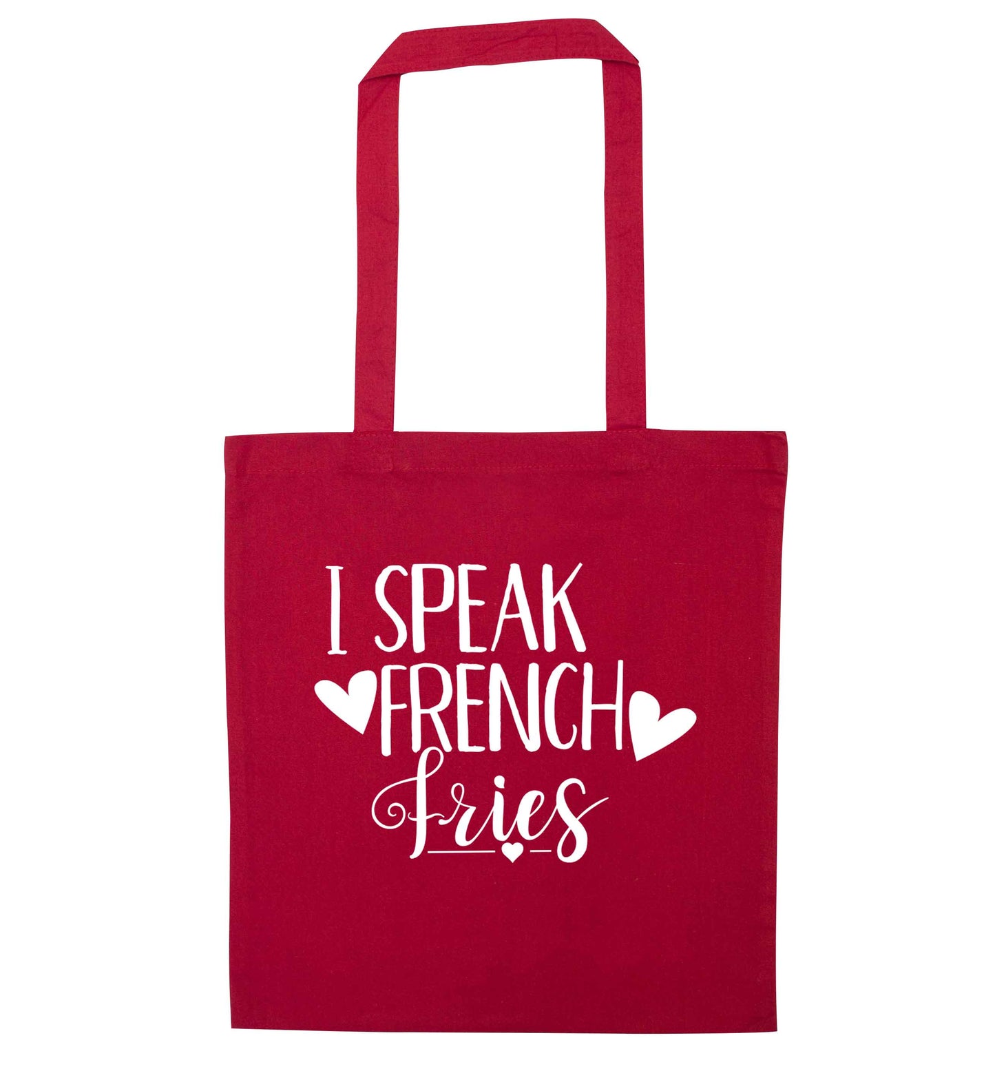 I speak French fries red tote bag