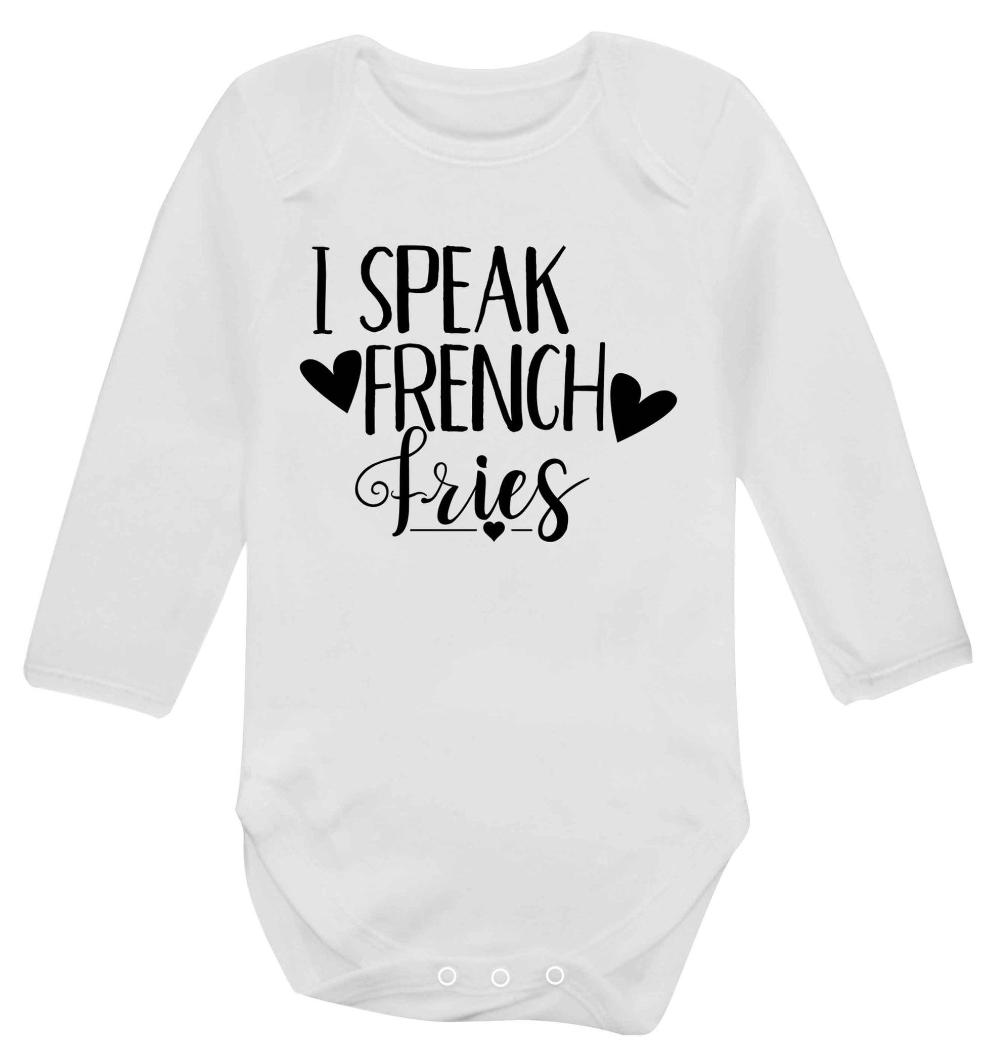 I speak French fries Baby Vest long sleeved white 6-12 months