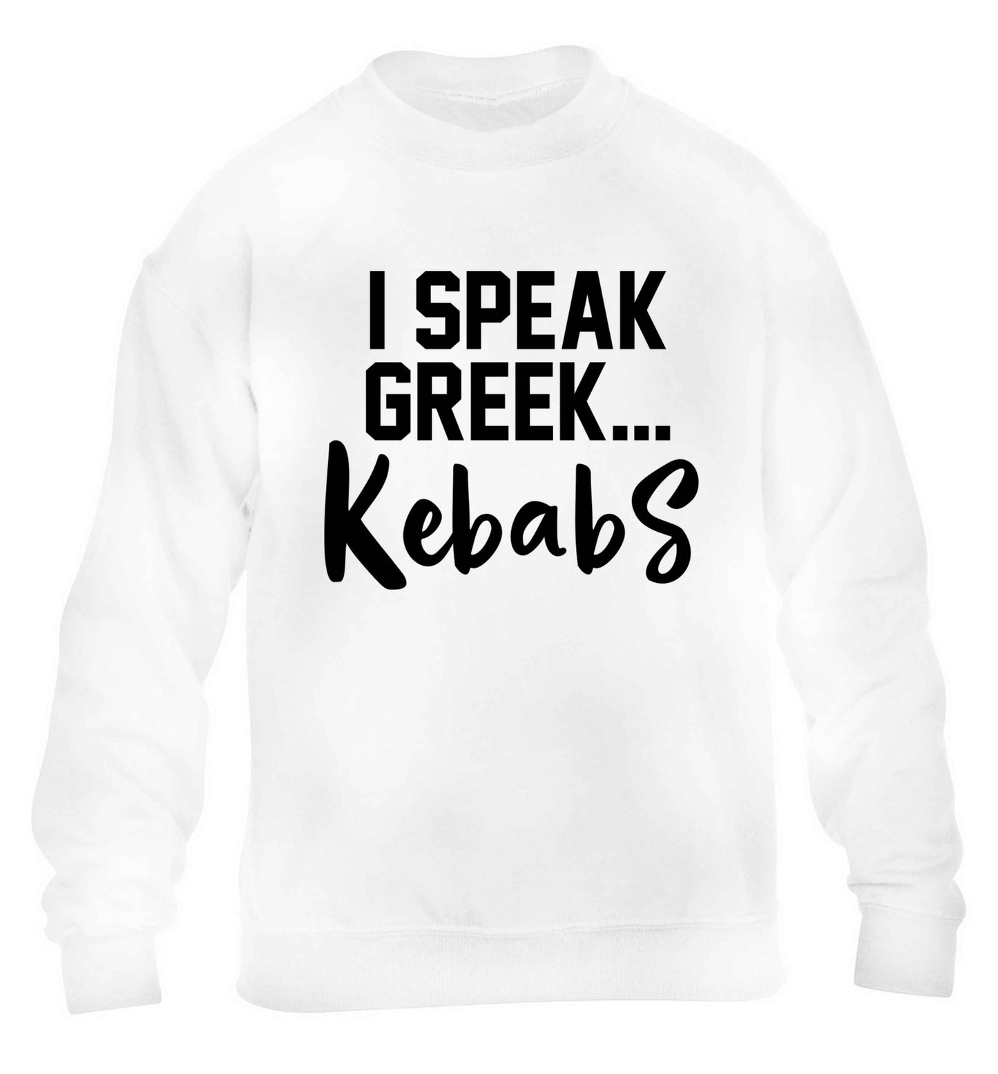 I speak Greek...kebabs children's white sweater 12-13 Years