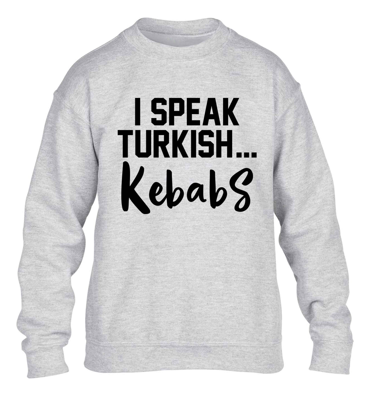 I speak Turkish...kebabs children's grey sweater 12-13 Years