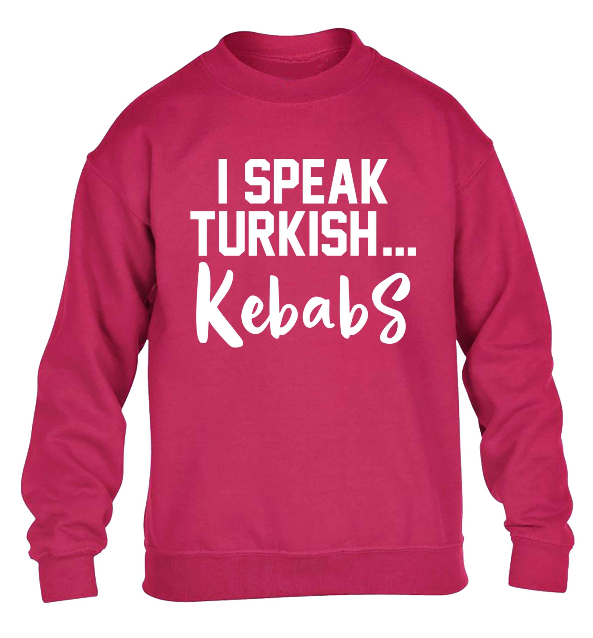 I speak Turkish...kebabs children's pink sweater 12-13 Years