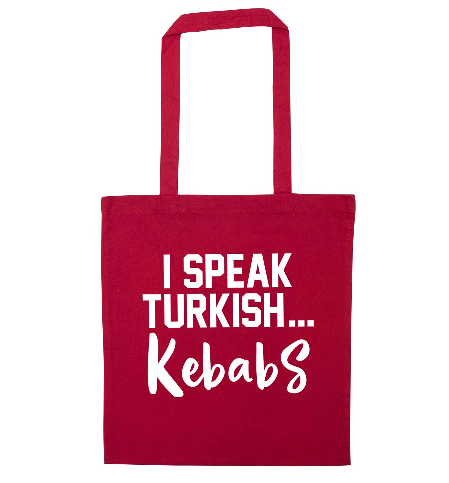 I speak Turkish...kebabs red tote bag