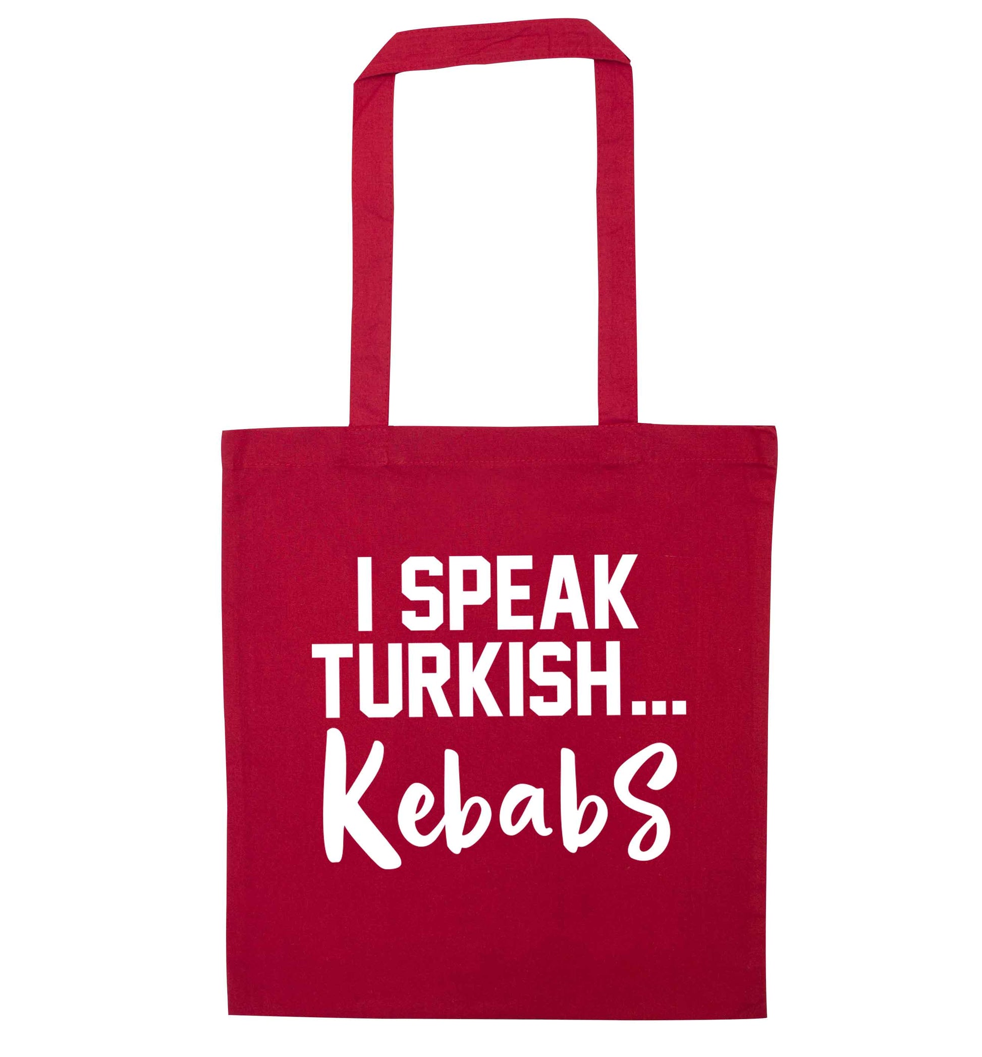 I speak Turkish...kebabs red tote bag