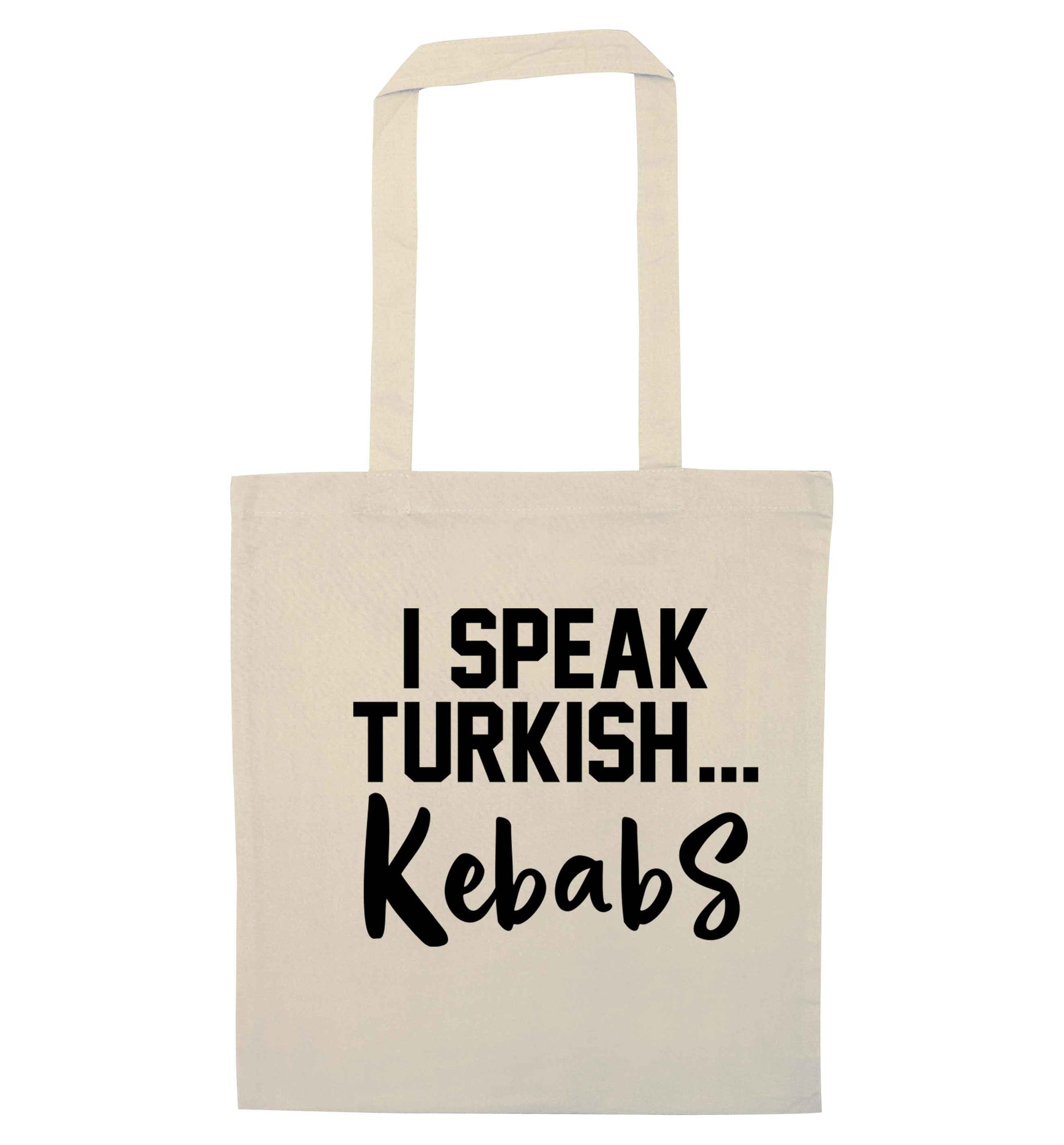 I speak Turkish...kebabs natural tote bag