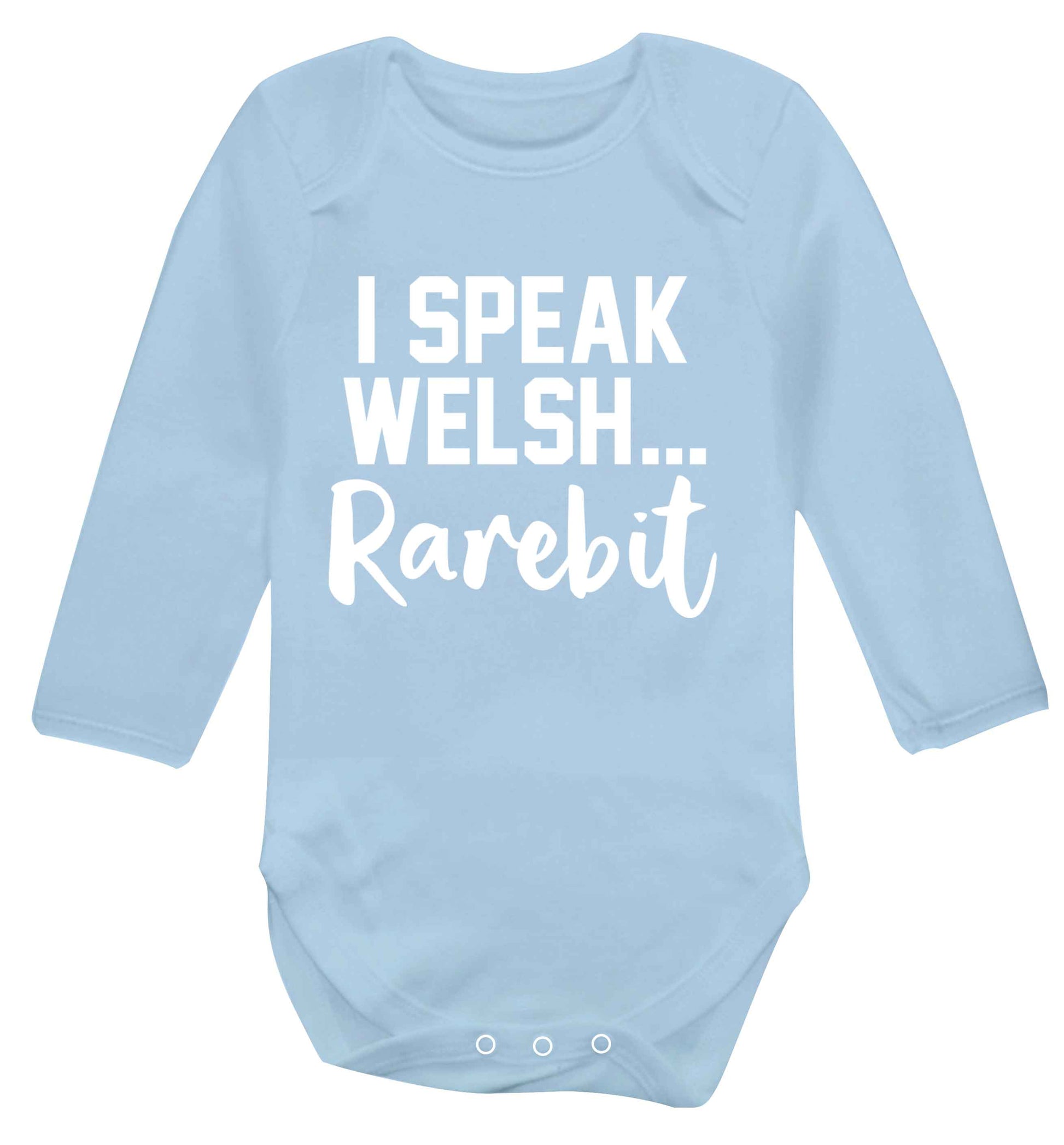 I speak Welsh...rarebit Baby Vest long sleeved pale blue 6-12 months
