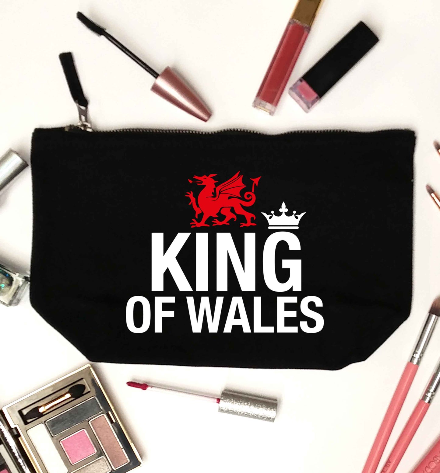 King of Wales black makeup bag