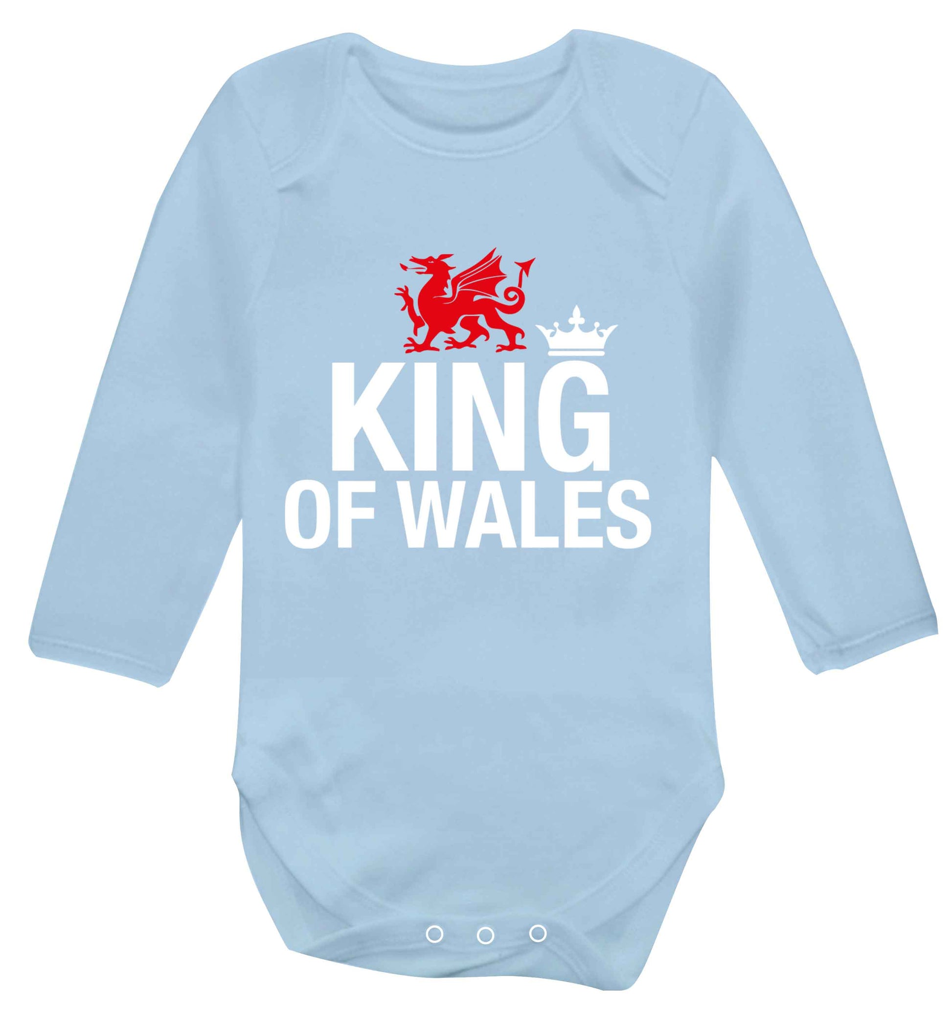 King of Wales Baby Vest long sleeved pale blue 6-12 months