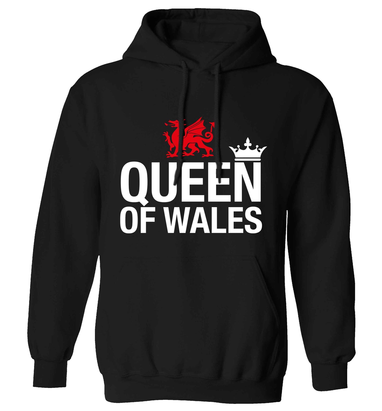 Queen of Wales adults unisex black hoodie 2XL