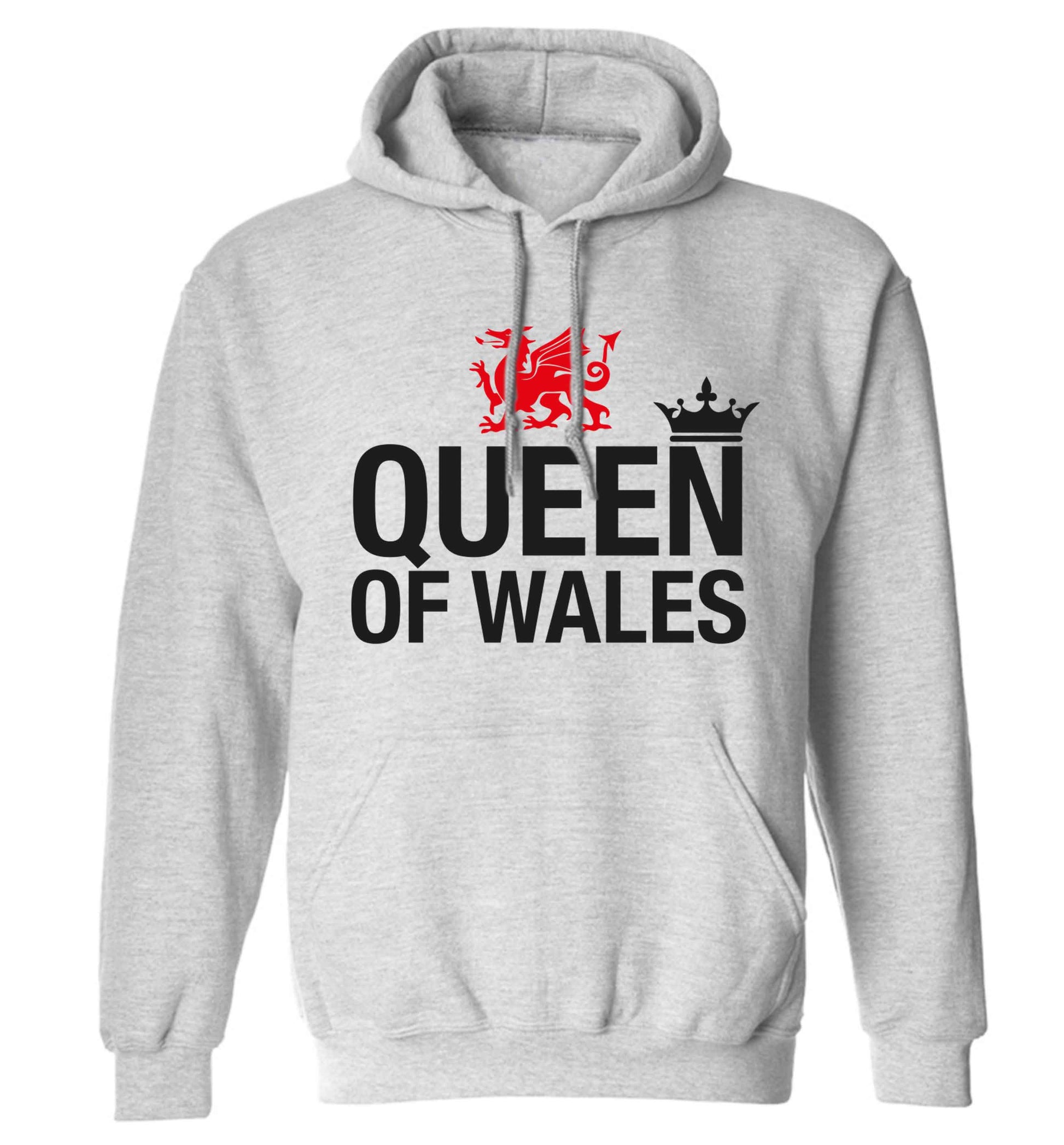 Queen of Wales adults unisex grey hoodie 2XL
