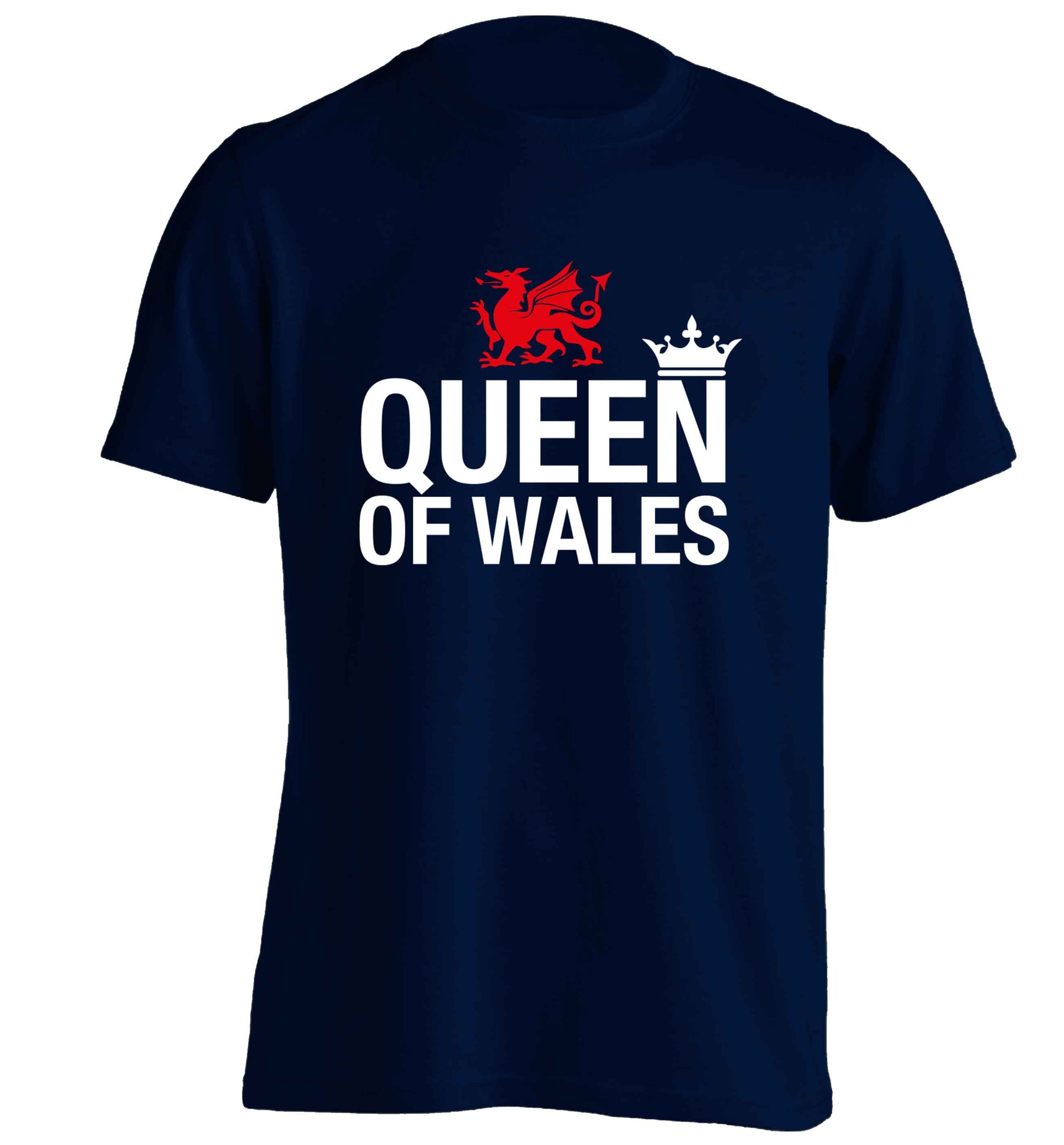 Queen of Wales adults unisex navy Tshirt 2XL