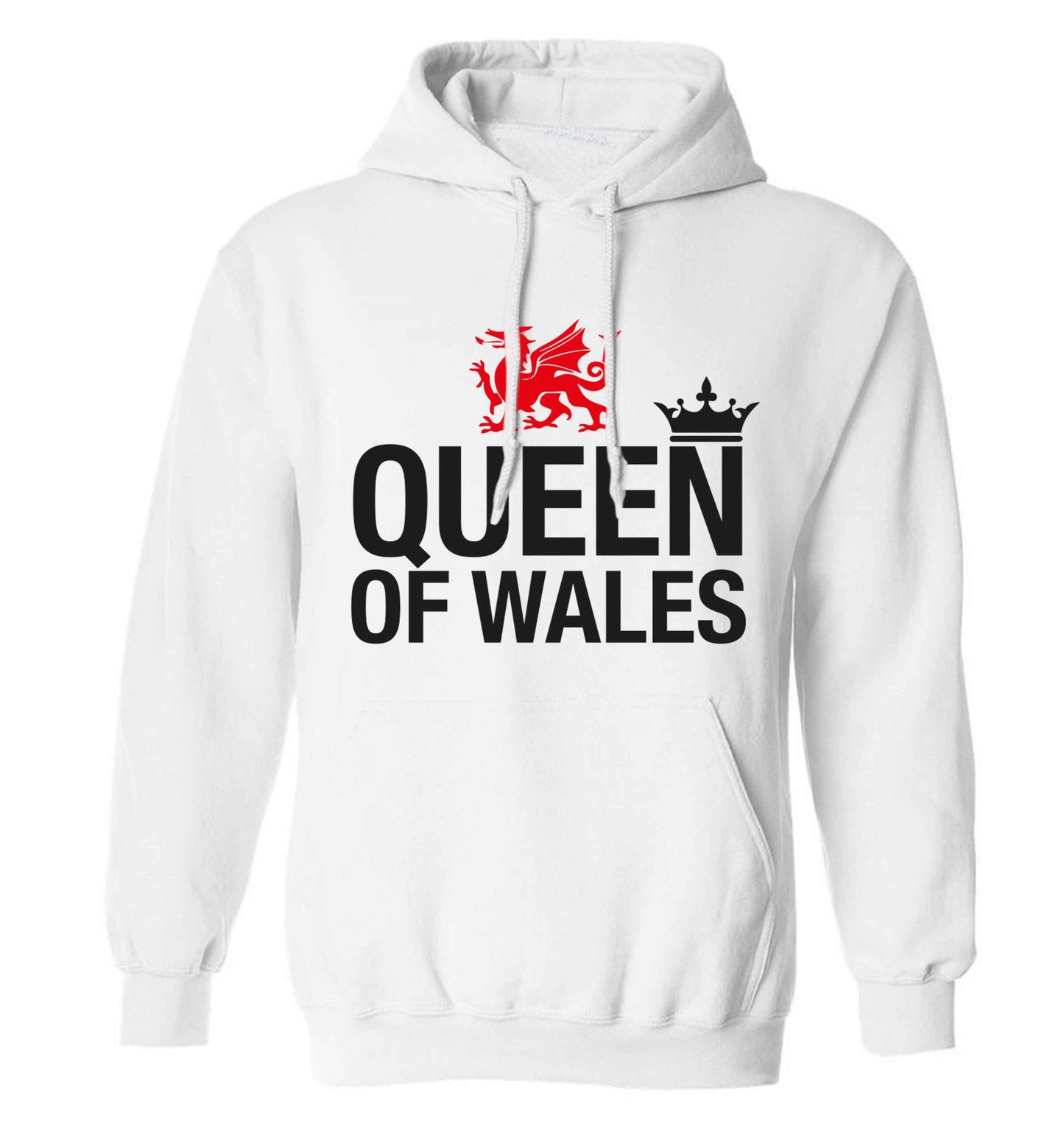 Queen of Wales adults unisex white hoodie 2XL