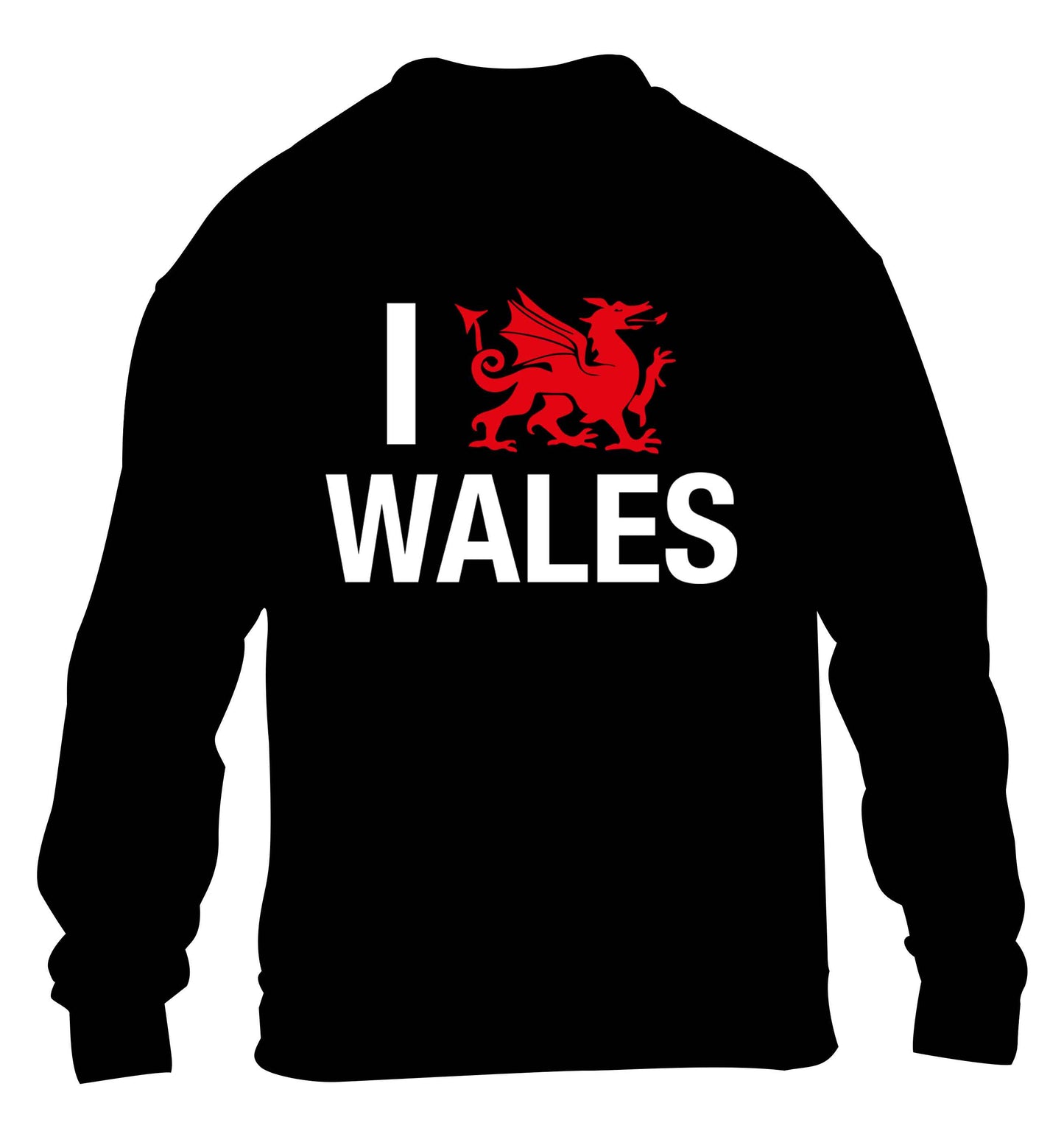 I love Wales children's black sweater 12-13 Years