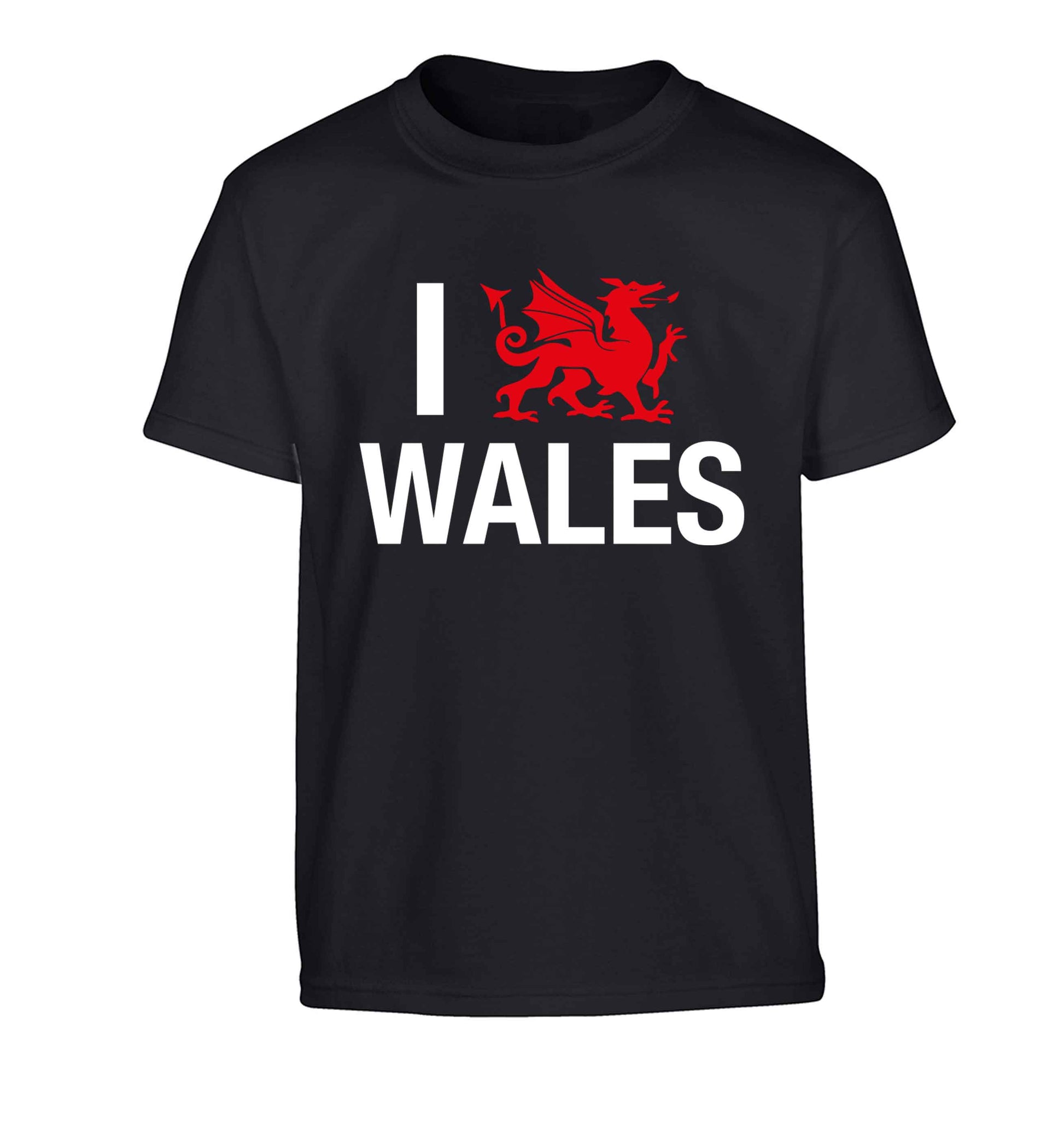 I love Wales Children's black Tshirt 12-13 Years