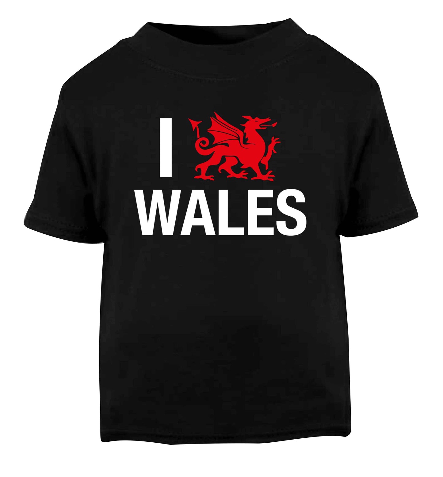 I love Wales Black Baby Toddler Tshirt 2 years