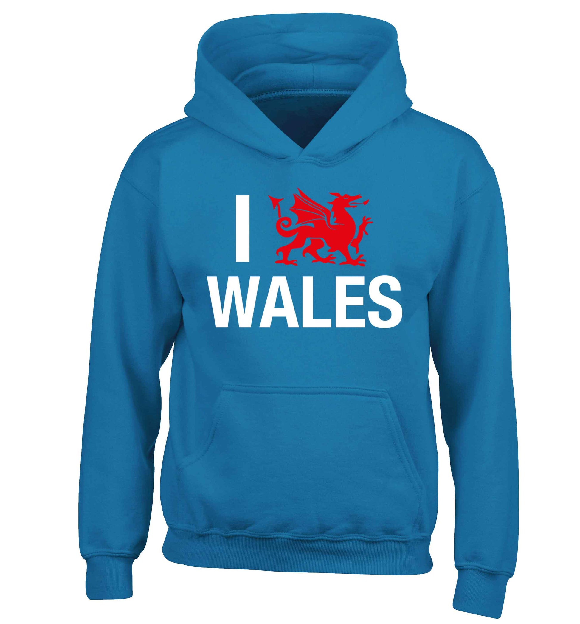 I love Wales children's blue hoodie 12-13 Years
