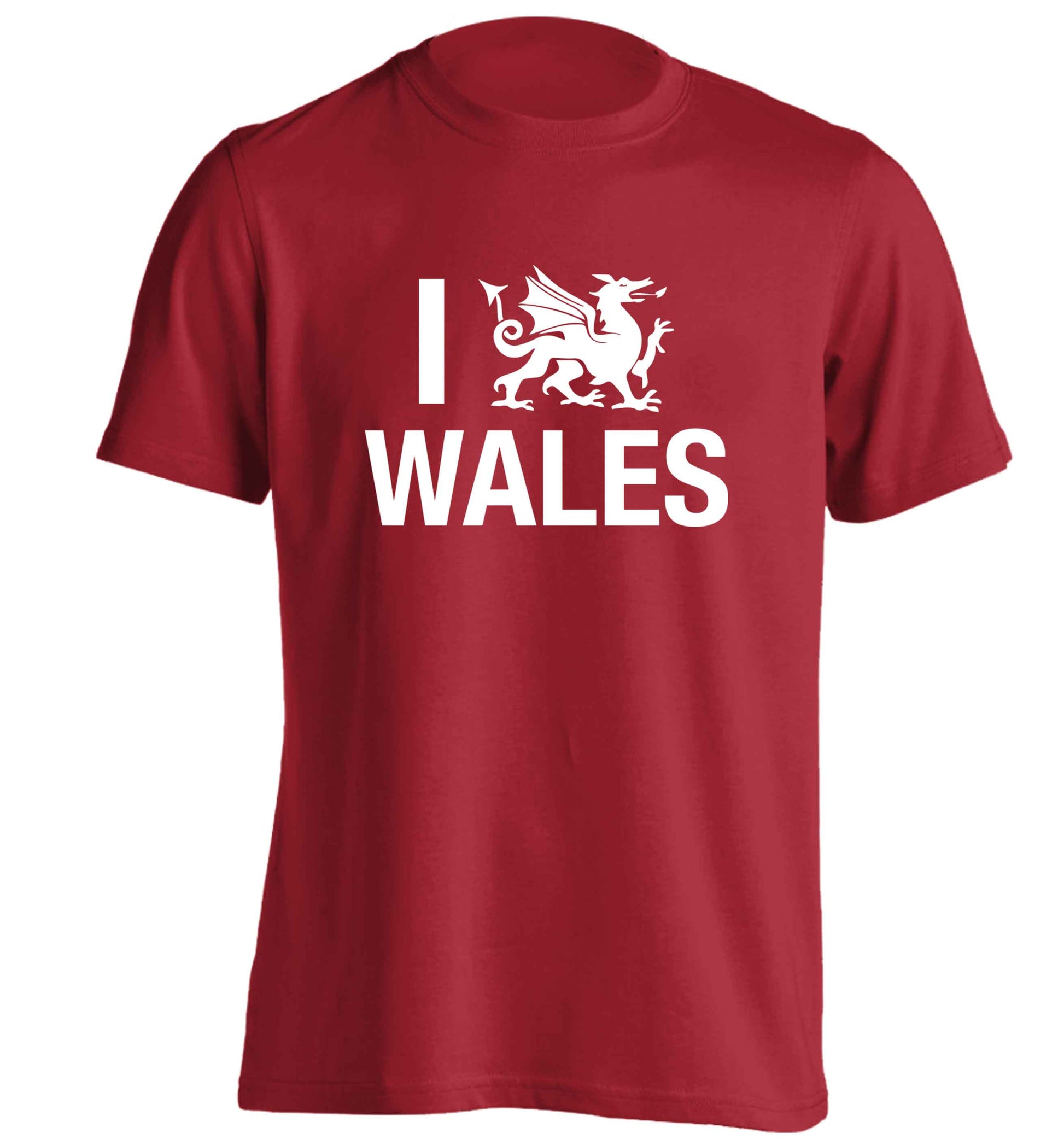 I love Wales adults unisex red Tshirt 2XL