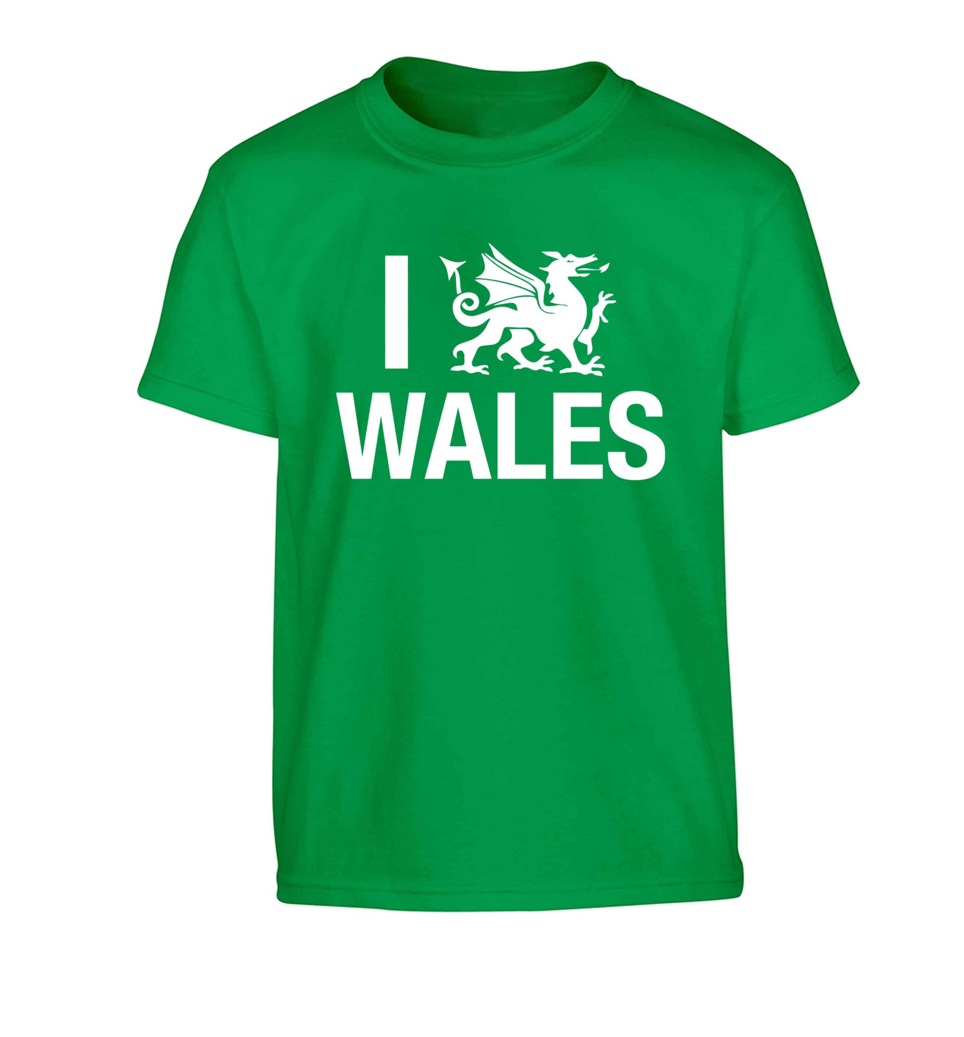 I love Wales Children's green Tshirt 12-13 Years