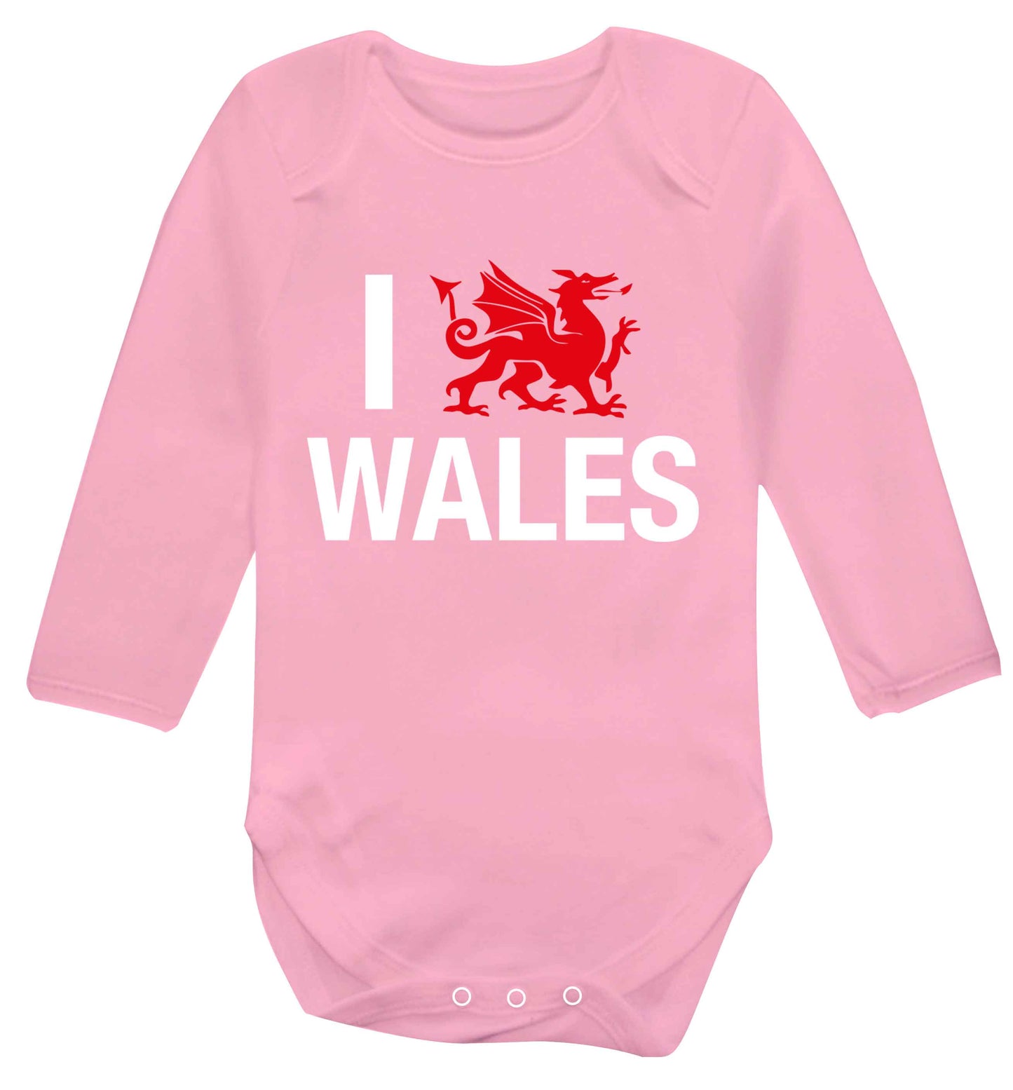 I love Wales Baby Vest long sleeved pale pink 6-12 months