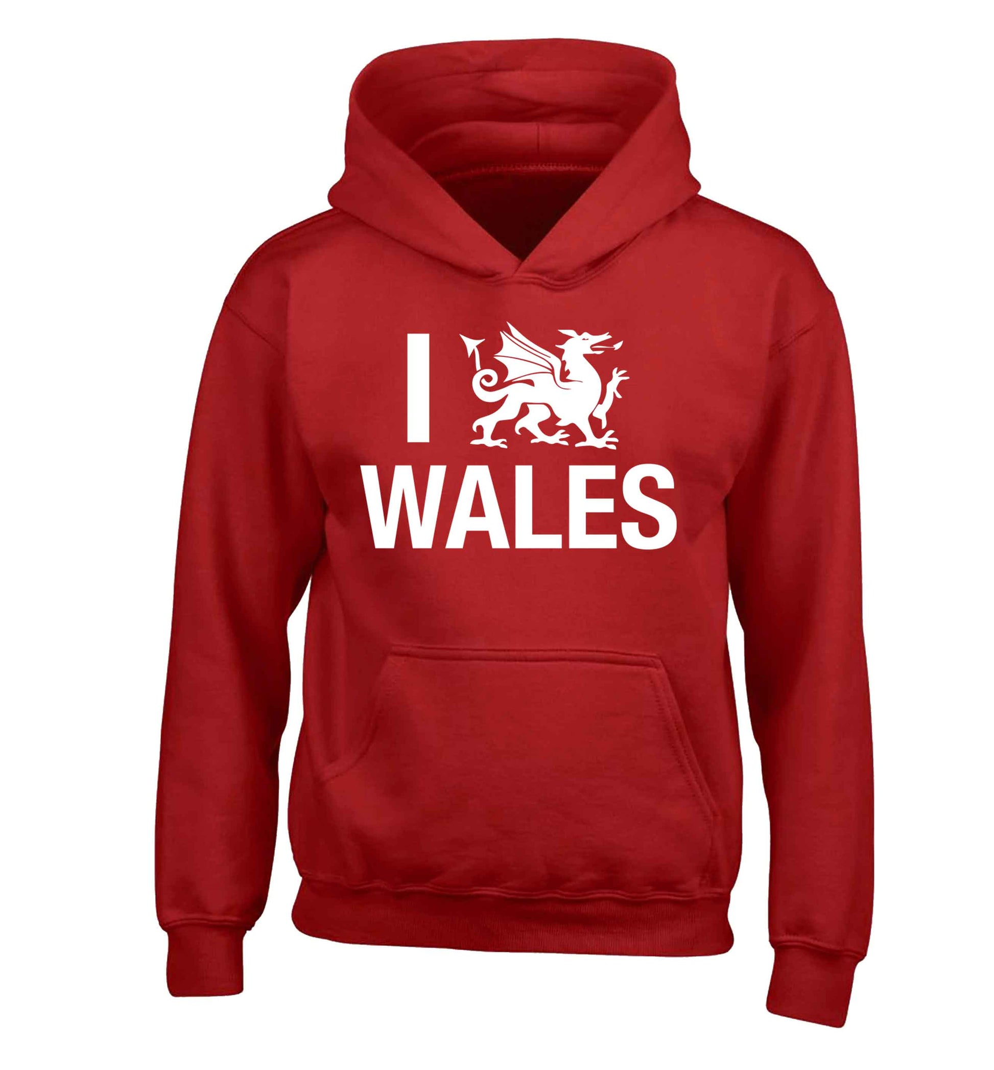 I love Wales children's red hoodie 12-13 Years