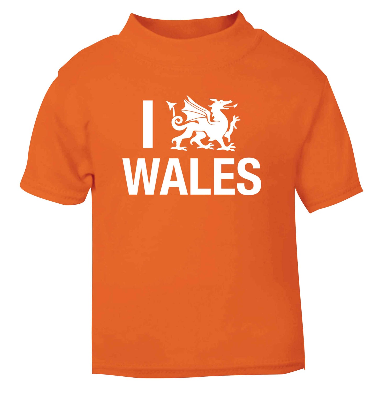 I love Wales orange Baby Toddler Tshirt 2 Years