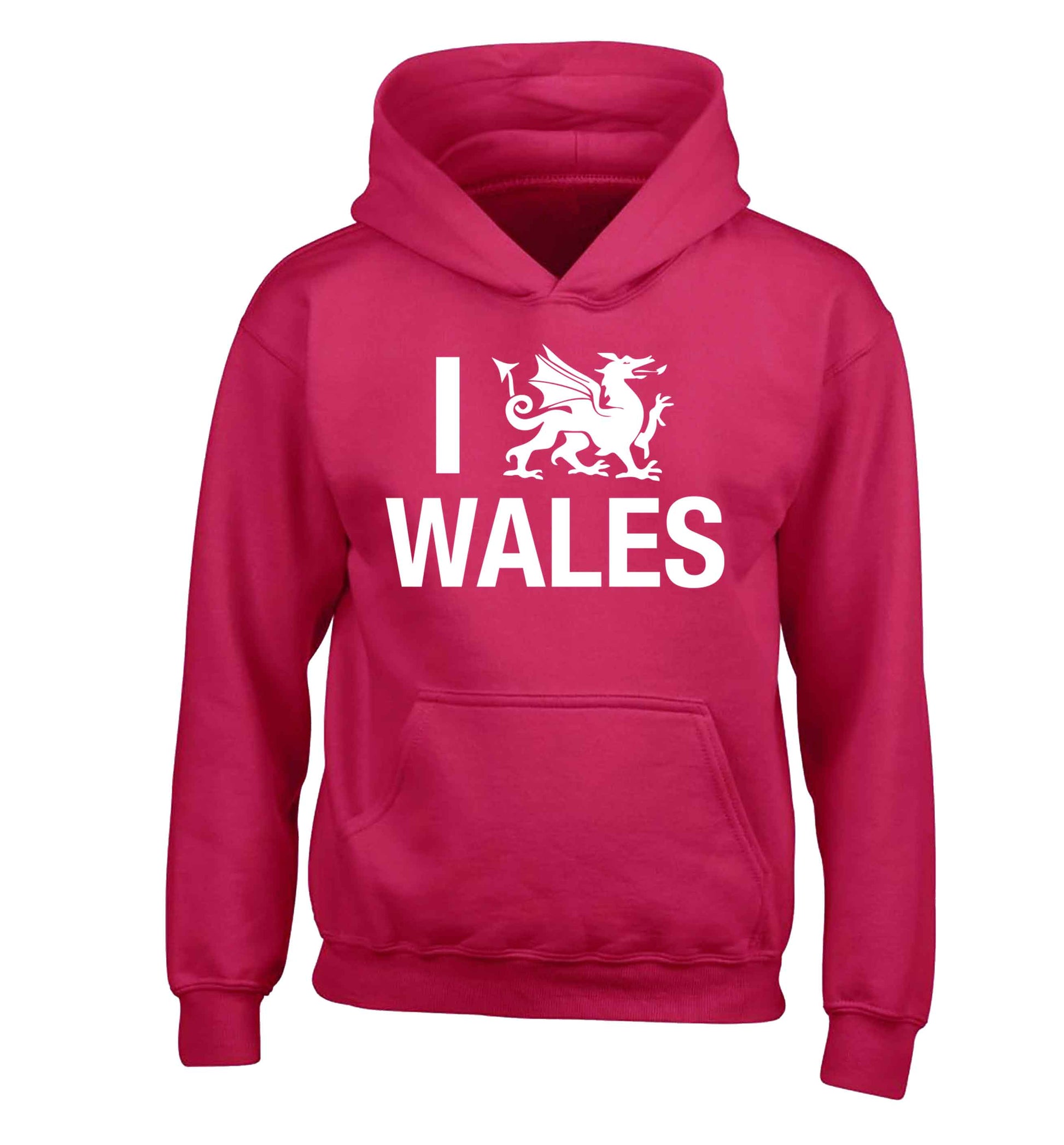 I love Wales children's pink hoodie 12-13 Years