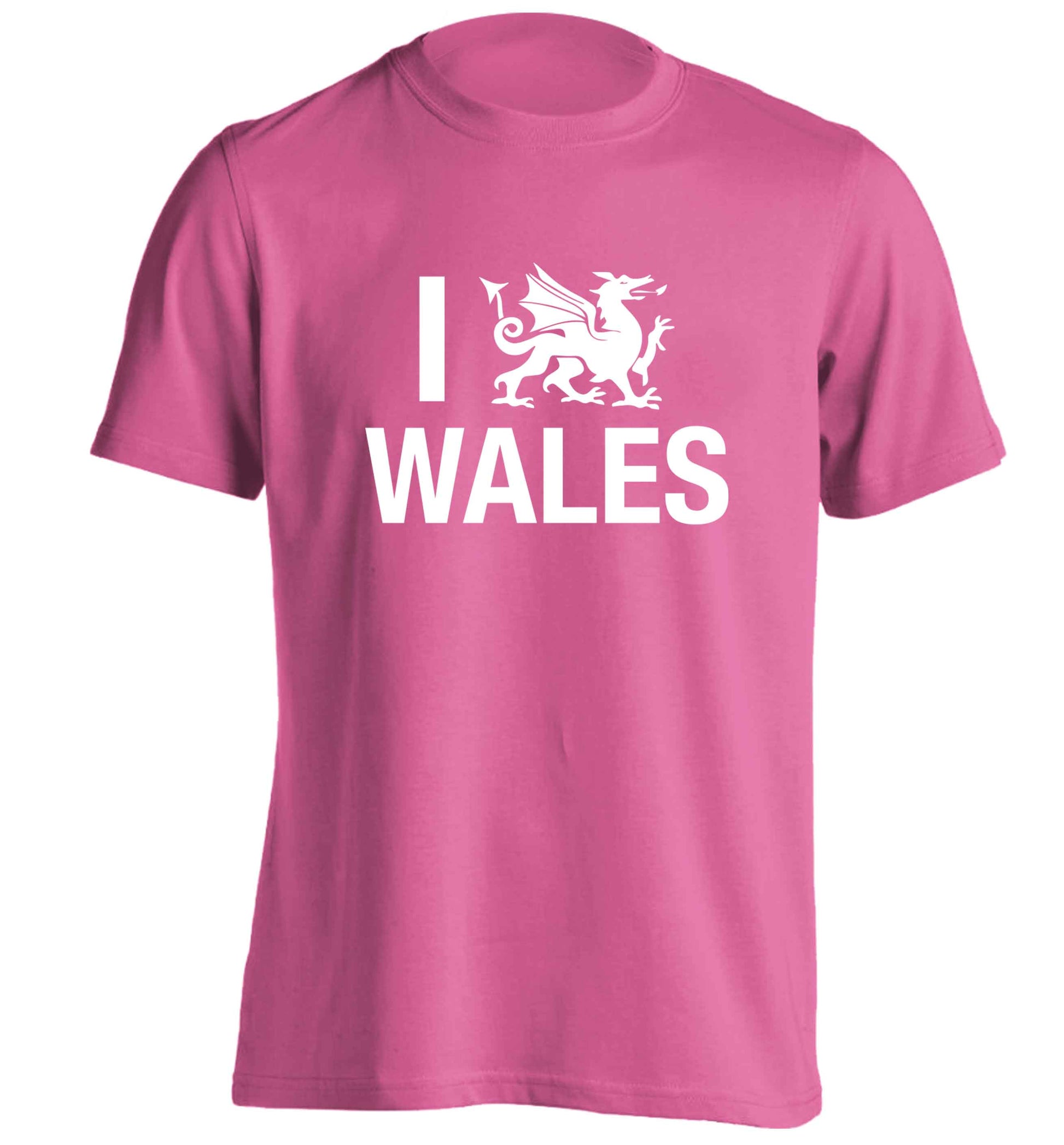 I love Wales adults unisex pink Tshirt 2XL