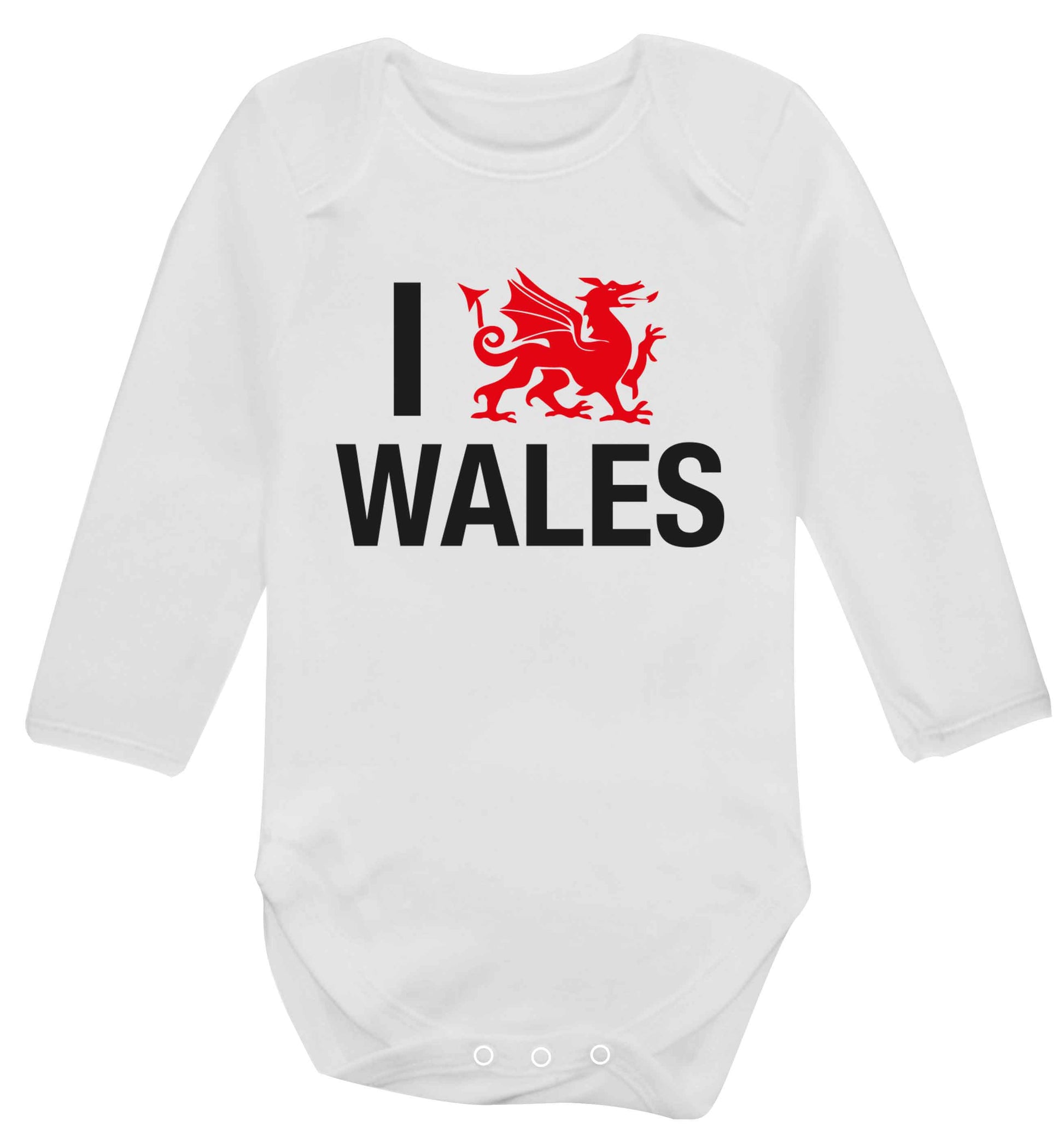 I love Wales Baby Vest long sleeved white 6-12 months