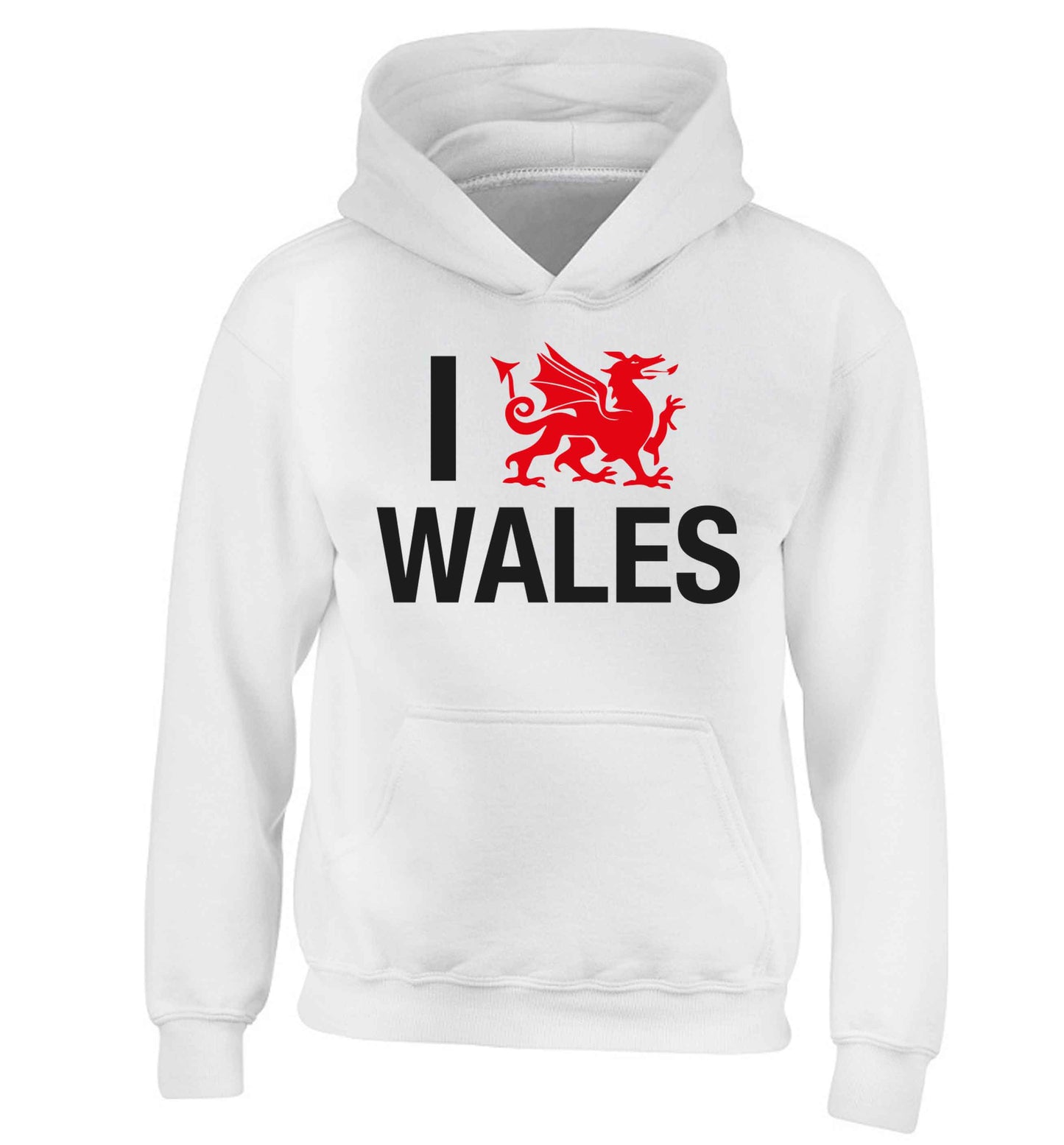 I love Wales children's white hoodie 12-13 Years